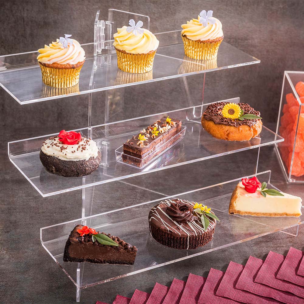 Clear Tek Clear Acrylic Buffet Stand - 3-Tier - 15 3/4" x 6" x 11 3/4" - 1 count box