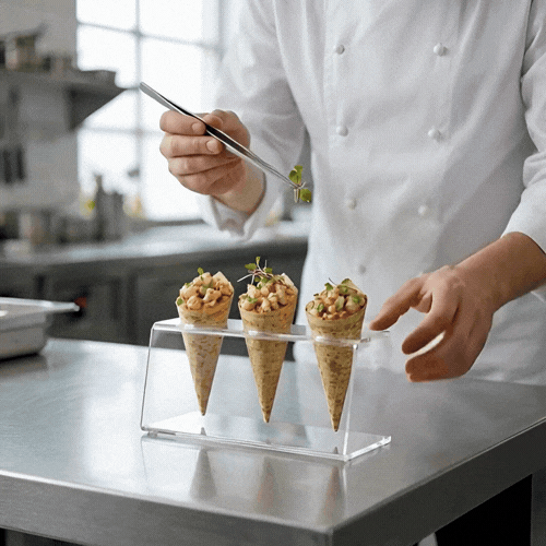 Clear Tek Clear Acrylic Ice Cream Cone Stand - 3 slots - 7" x 2 3/4" x 3 1/4" - 1 count box