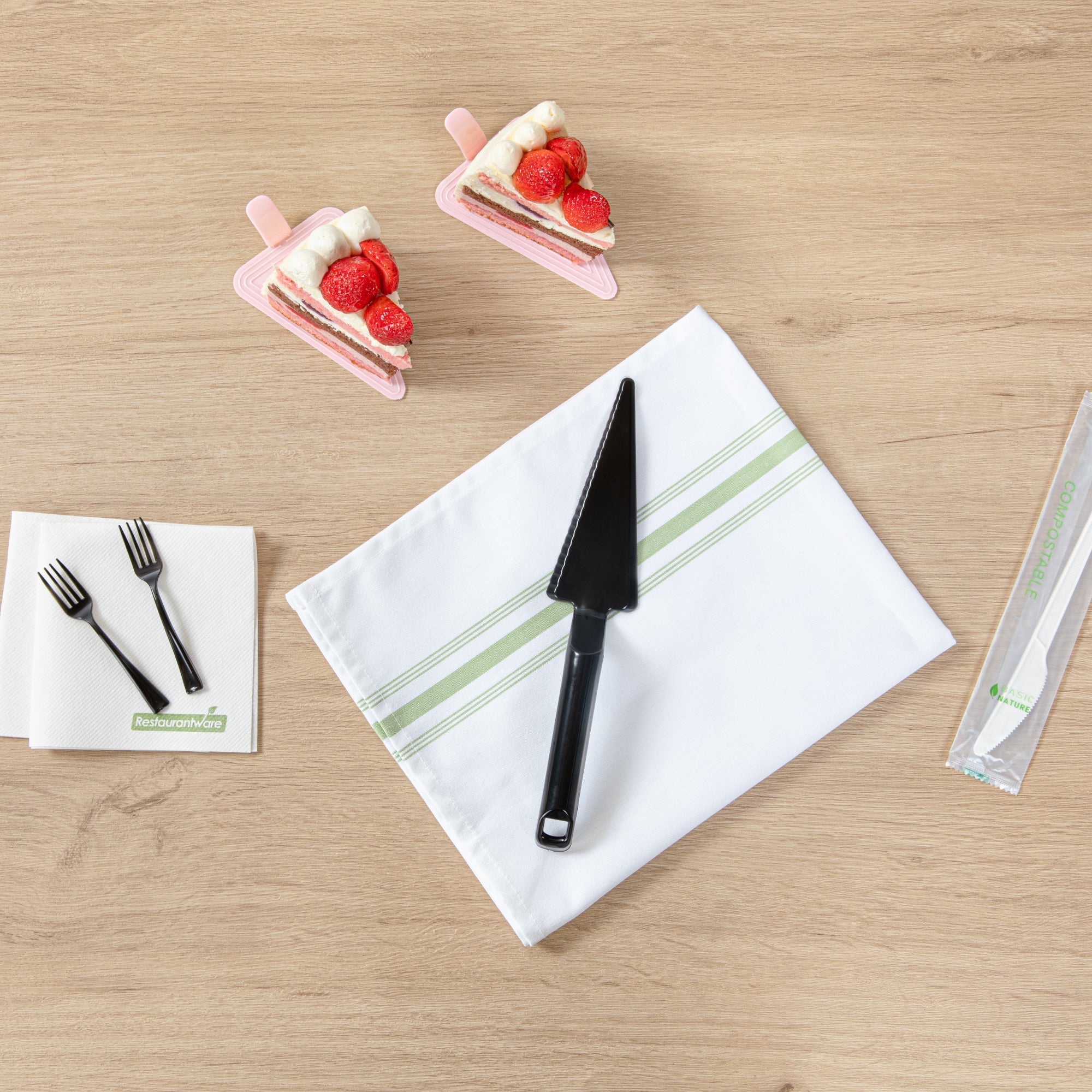 Cater Tek Black Plastic Cake Server - Recyclable - 10" x 2" x 1" - 100 count box