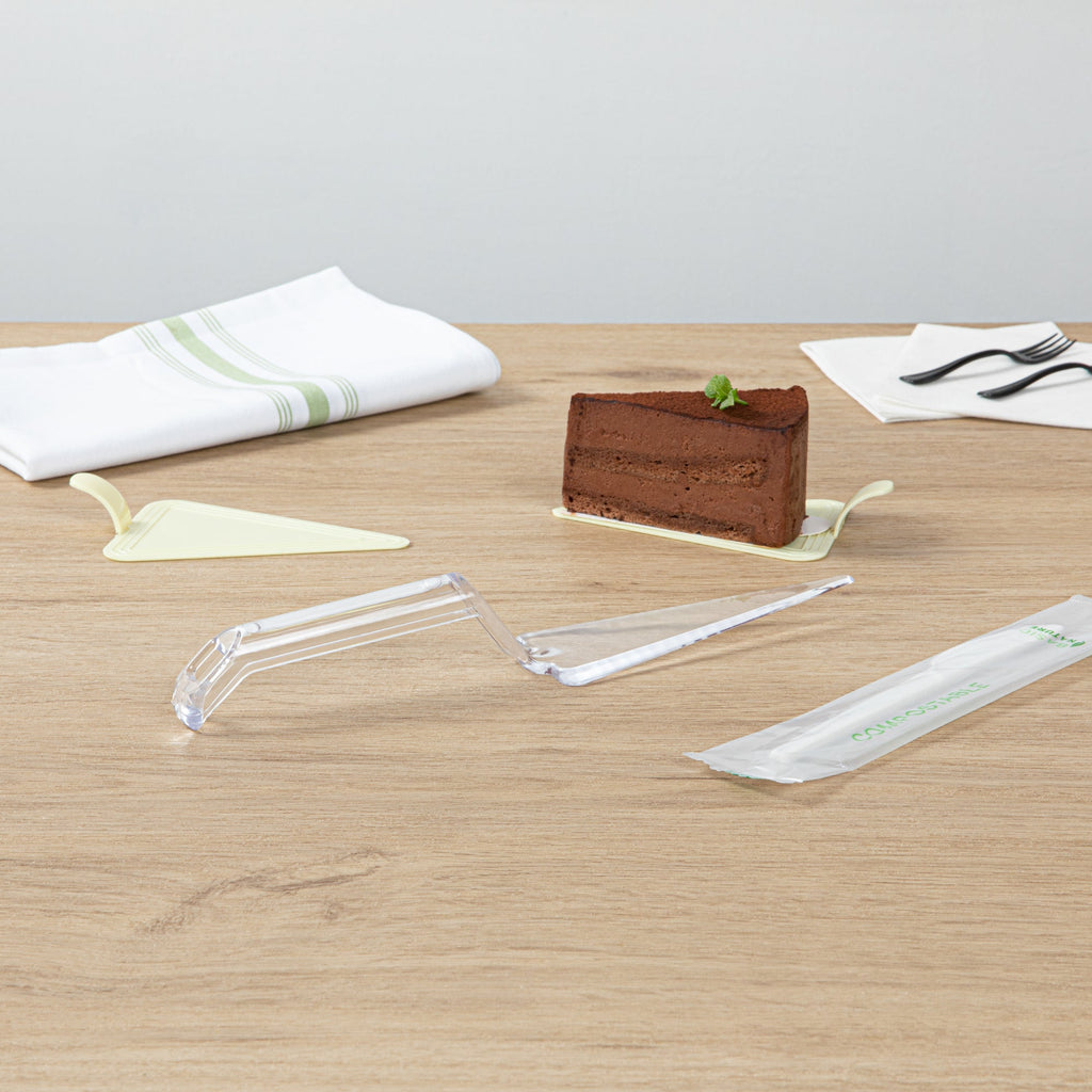 Cater Tek Clear Plastic Cake Server - Recyclable - 10" x 2" x 1" - 10 count box