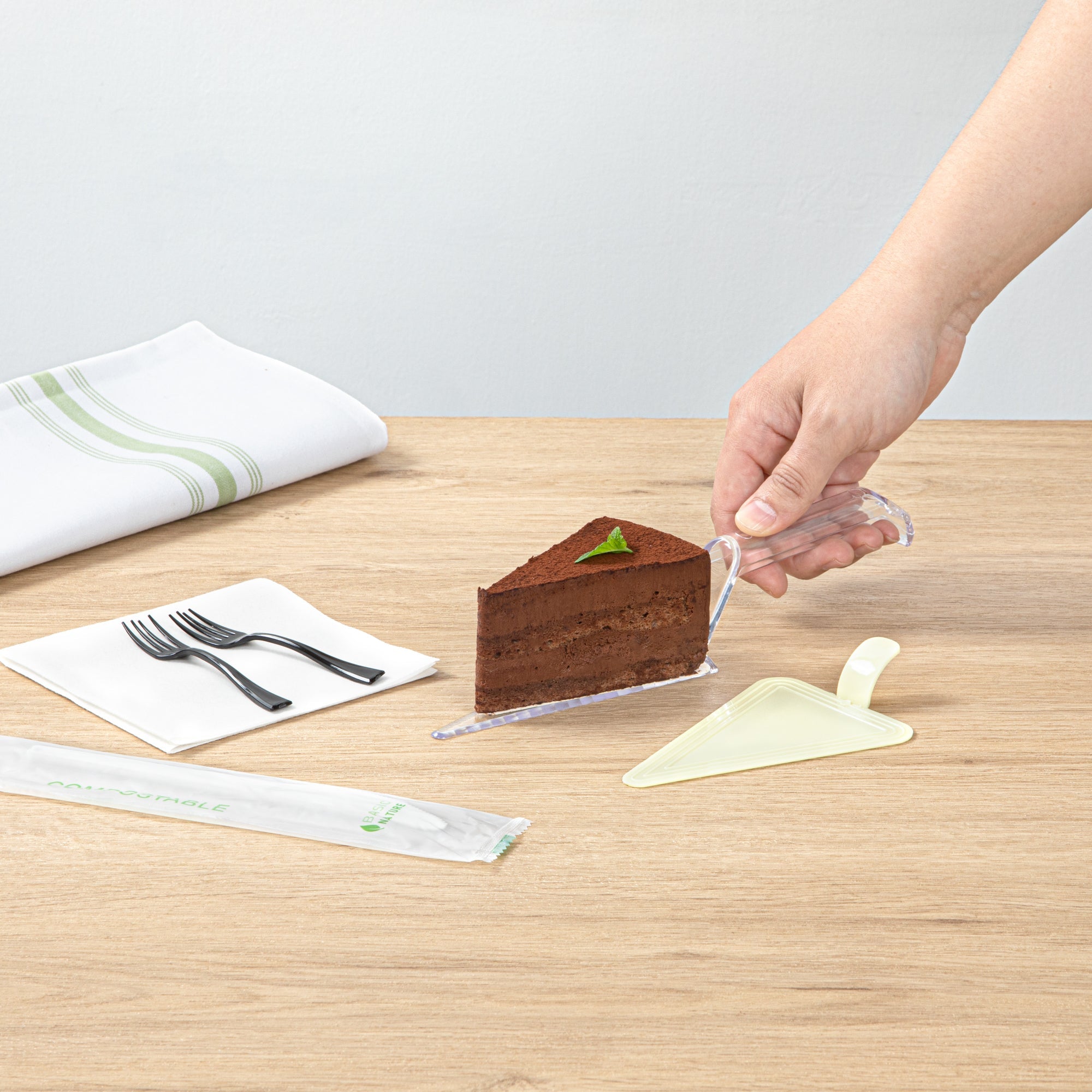 Cater Tek Clear Plastic Cake Server - Recyclable - 10" x 2" x 1" - 10 count box