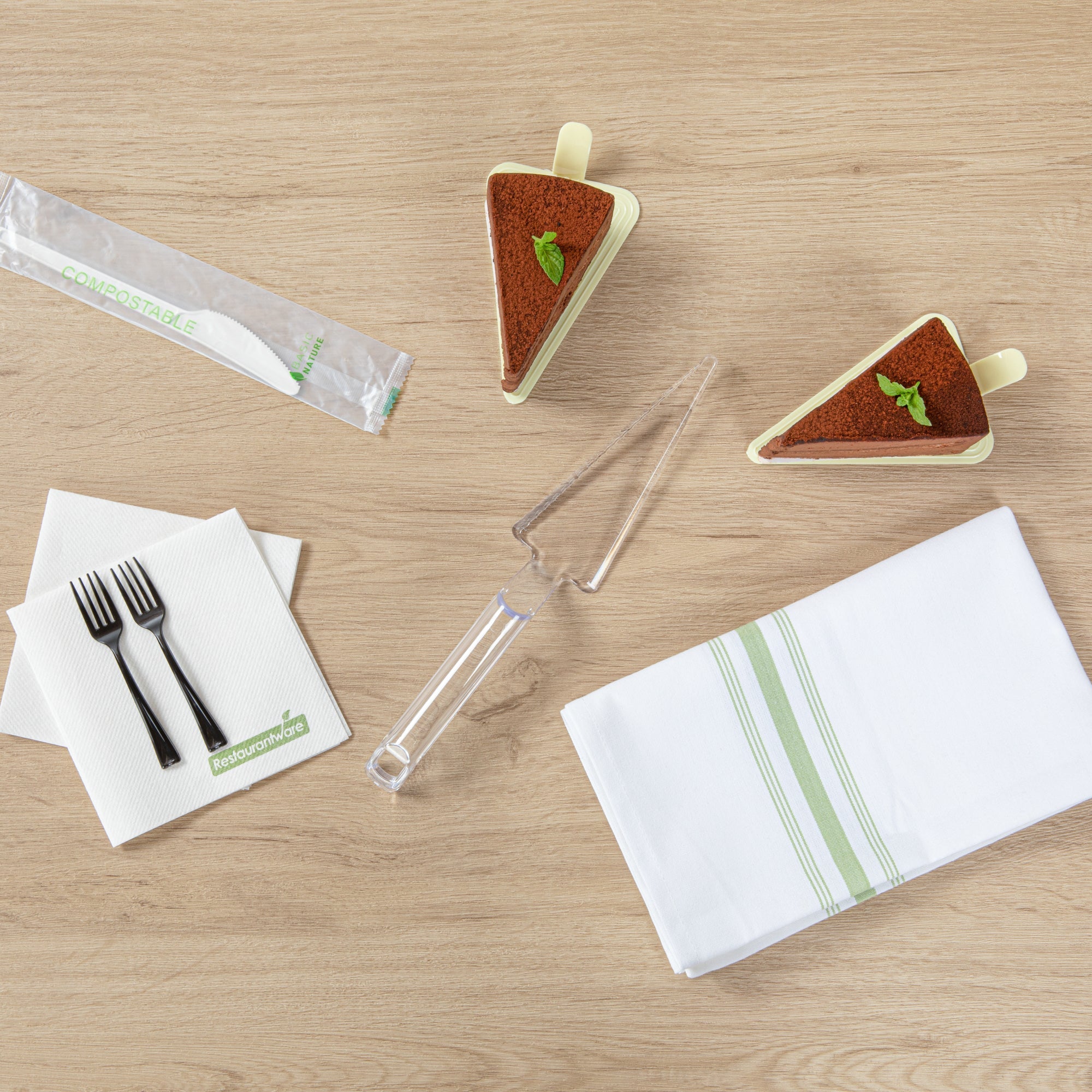 Cater Tek Clear Plastic Cake Server - Recyclable - 10" x 2" x 1" - 100 count box