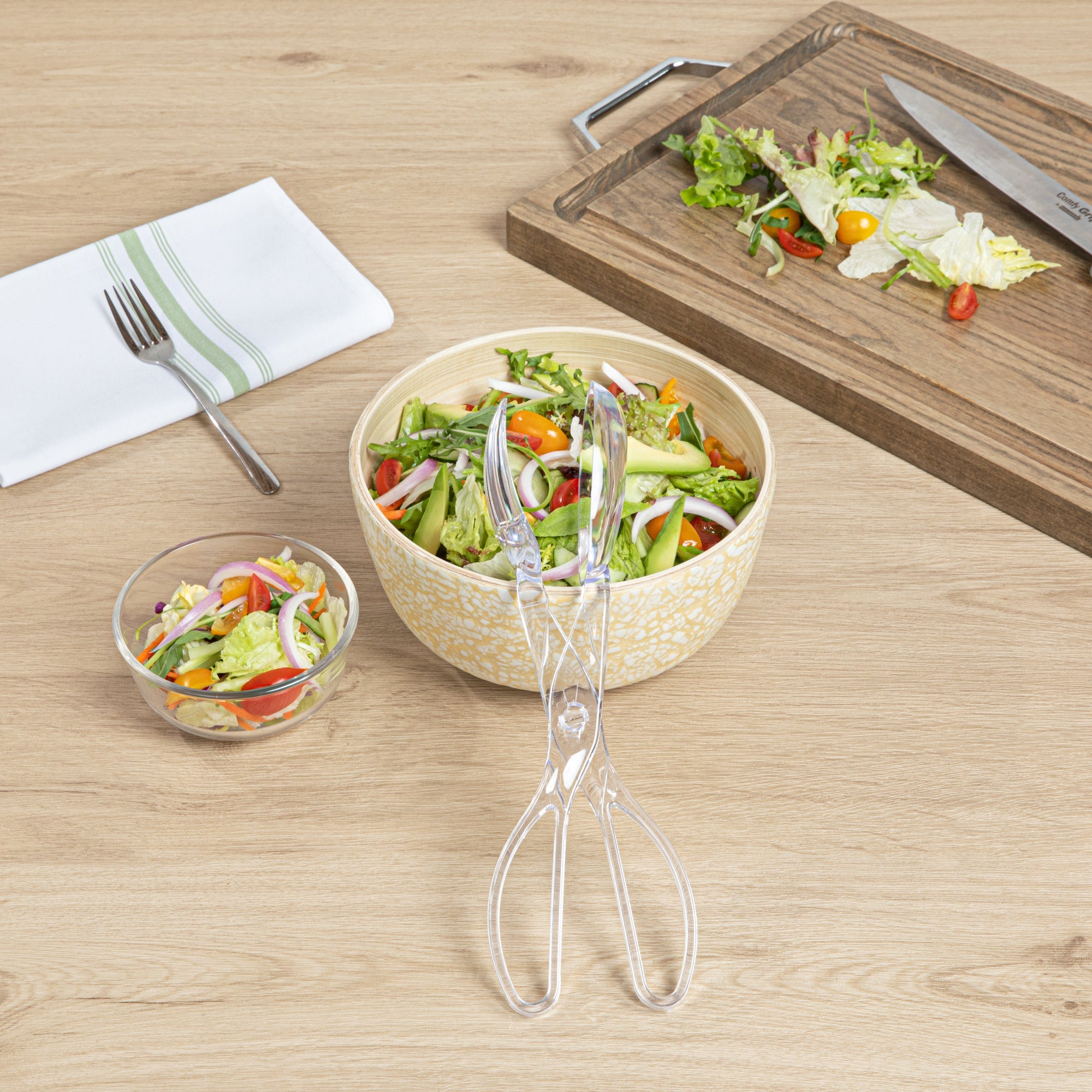 Cater Tek Clear Plastic Salad Tongs - Recyclable - 11 1/2" x 2 3/4" x 2 3/4" - 10 count box