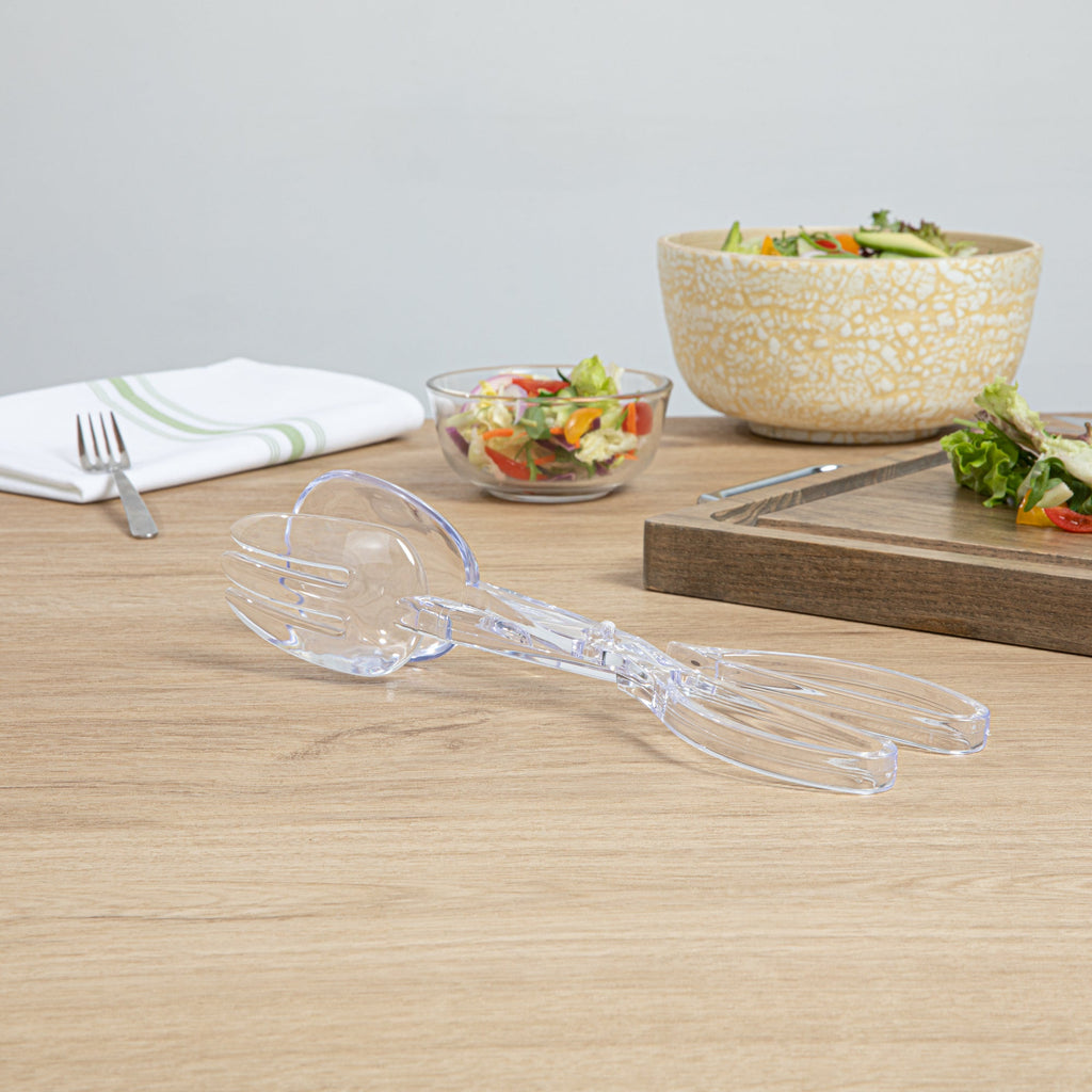 Cater Tek Clear Plastic Salad Tongs - Recyclable - 11 1/2" x 2 3/4" x 2 3/4" - 10 count box