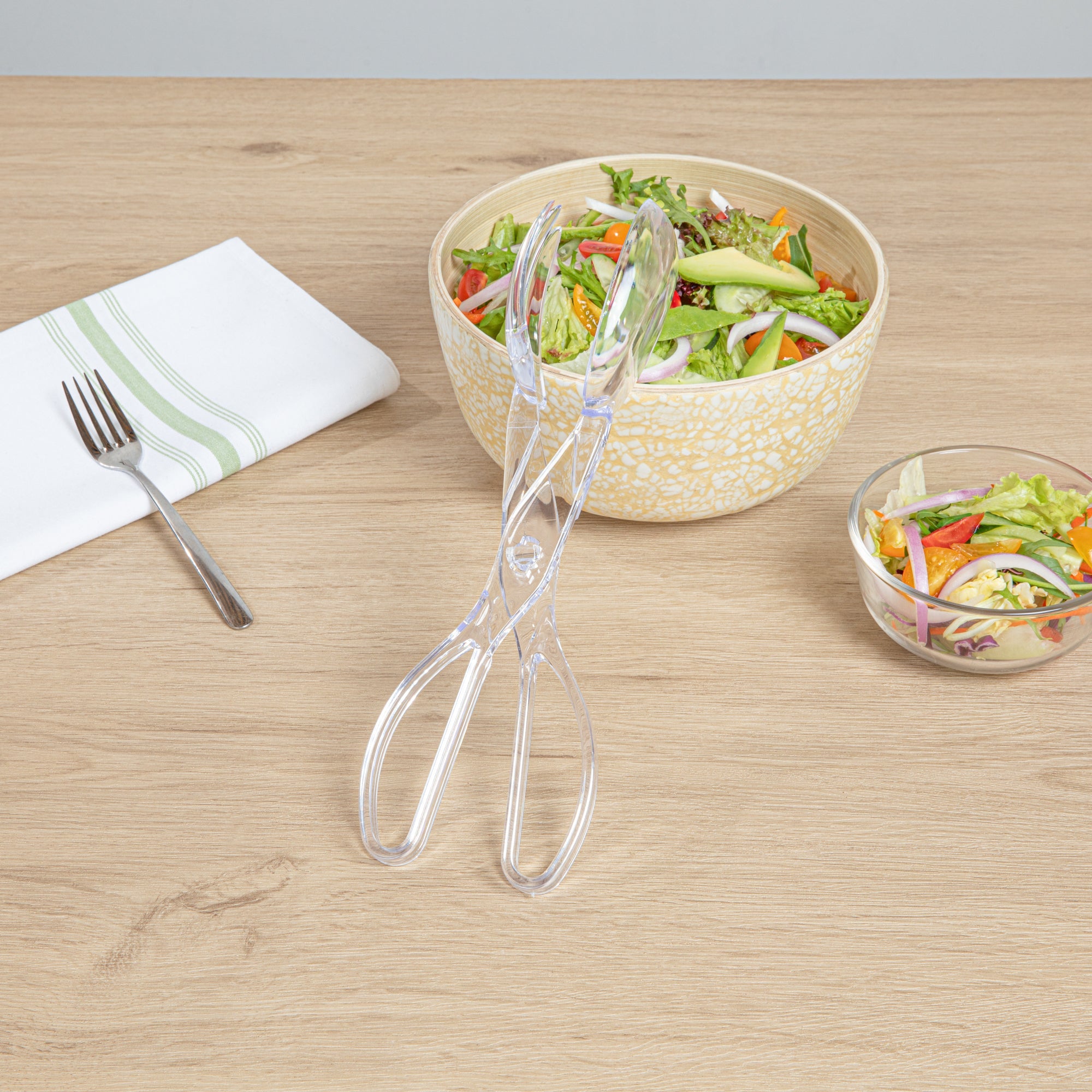 Cater Tek Clear Plastic Salad Tongs - Recyclable - 11 1/2" x 2 3/4" x 2 3/4" - 100 count box