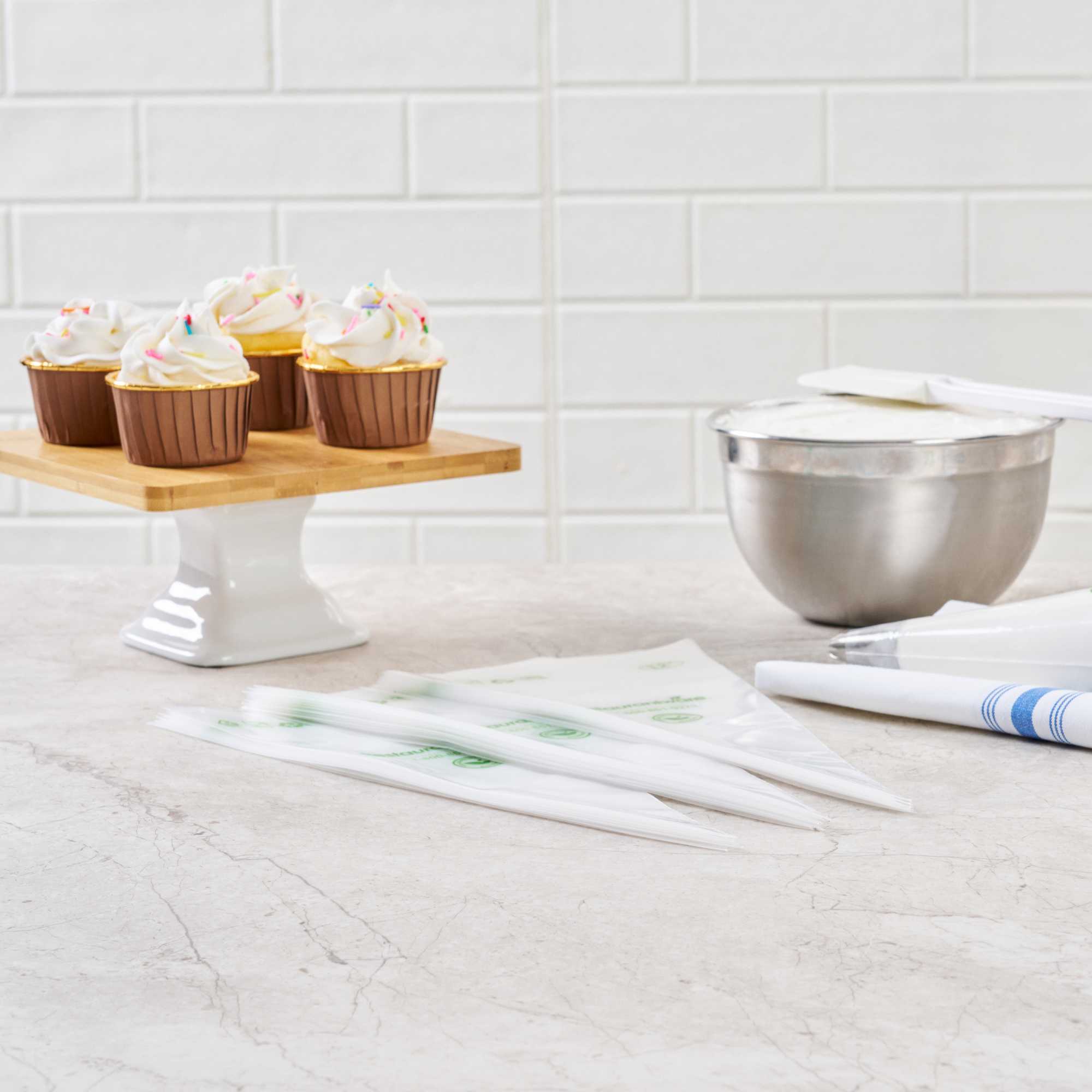 Pastry Tek Clear Plastic Pastry Piping Bag - Biodegradable - 12" x 6" - 100 count box