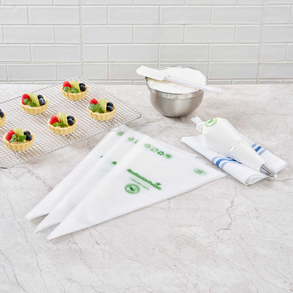 Pastry Tek Clear Plastic Pastry Piping Bag - Biodegradable - 18" x 8 3/4" - 100 count box