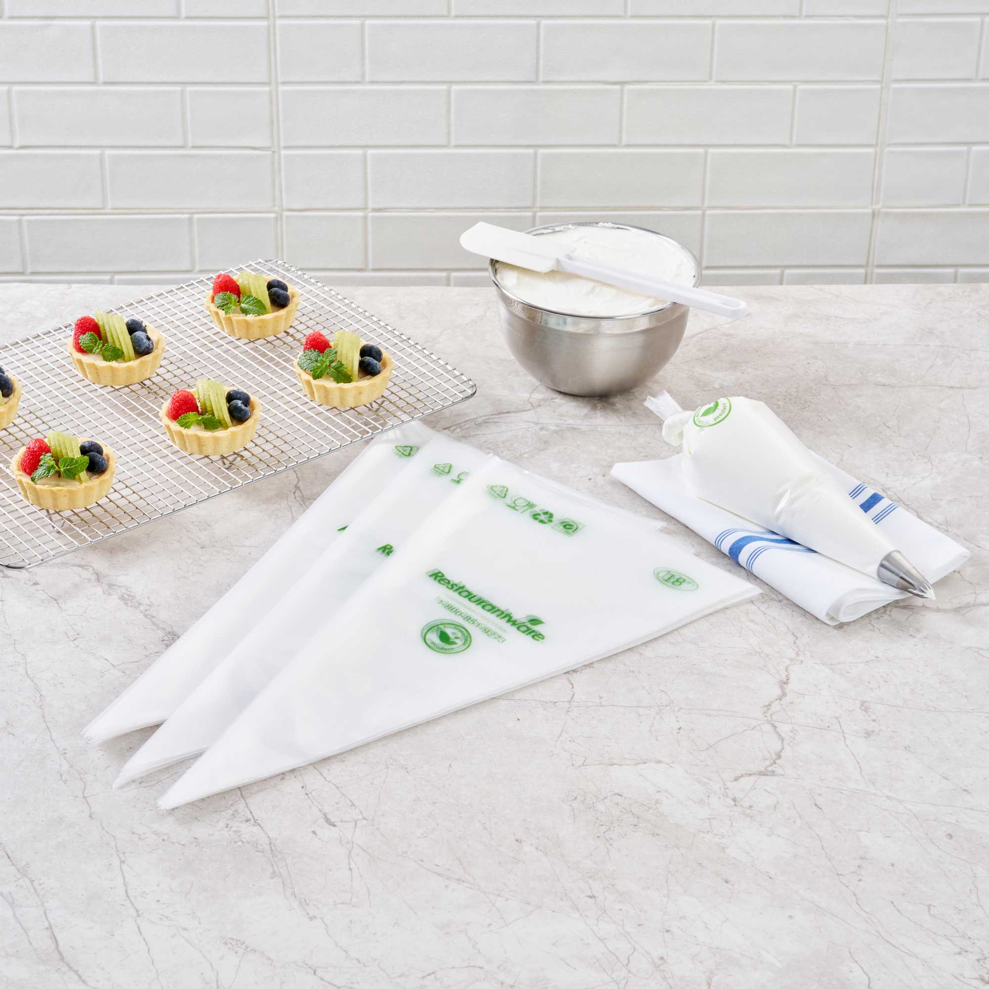 Pastry Tek Clear Plastic Pastry Piping Bag - Biodegradable - 18" x 8 3/4" - 100 count box
