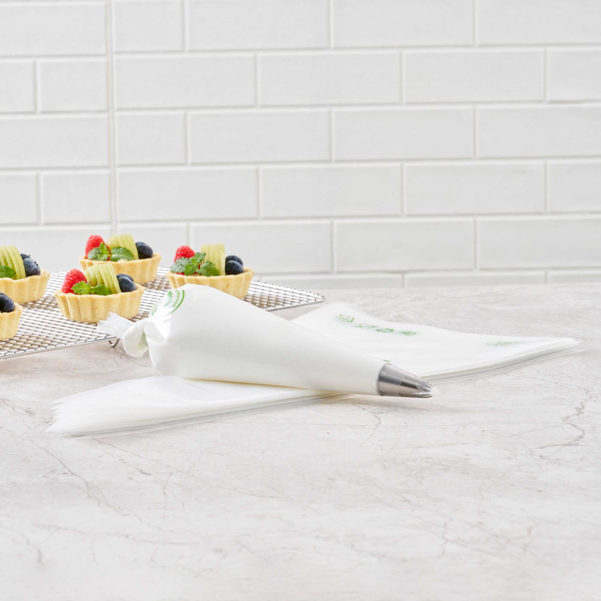 Pastry Tek Clear Plastic Pastry Piping Bag - Biodegradable - 18" x 8 3/4" - 100 count box