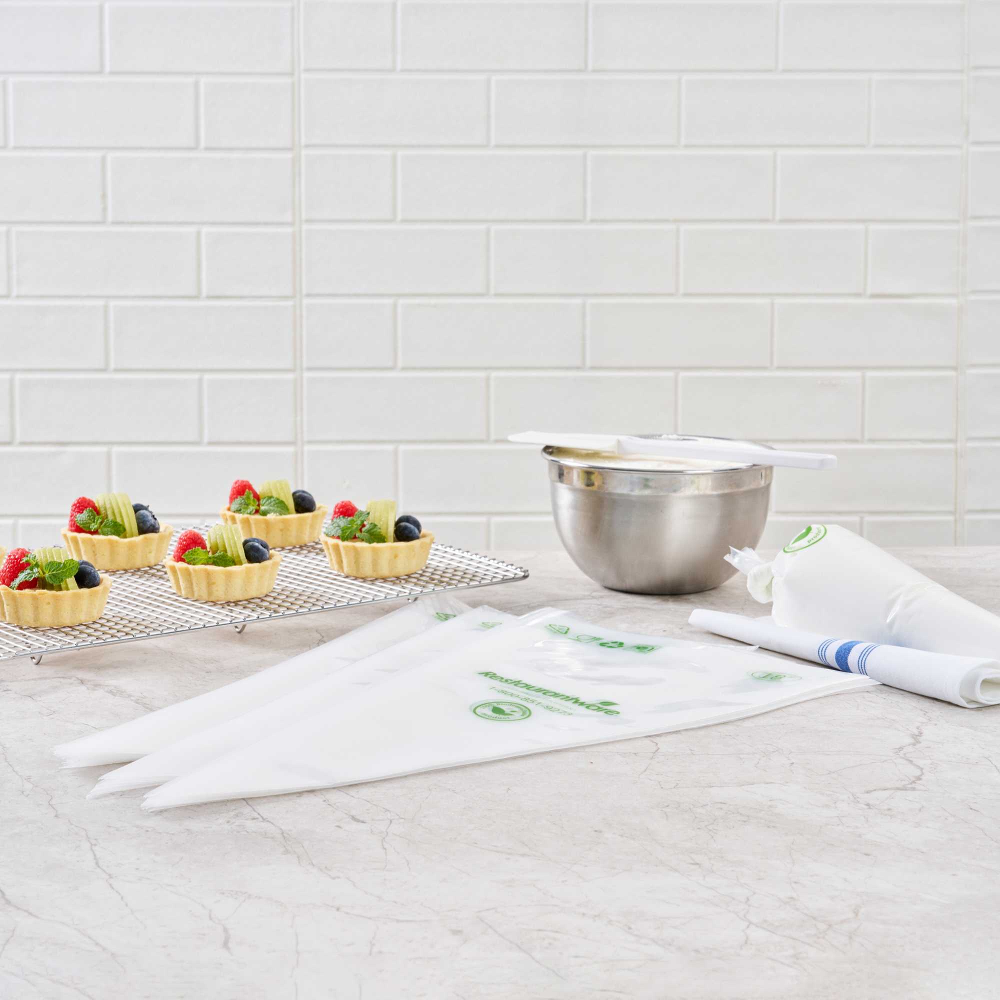 Pastry Tek Clear Plastic Pastry Piping Bag - Biodegradable - 18" x 8 3/4" - 100 count box