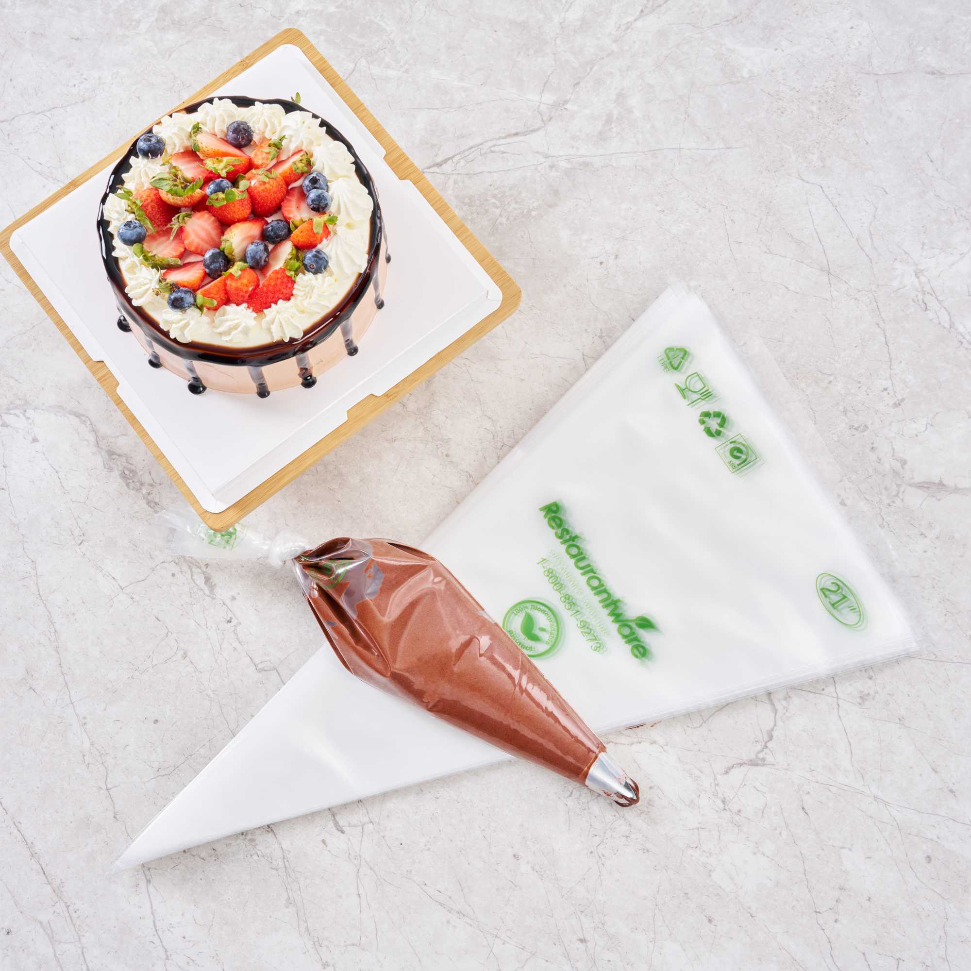 Pastry Tek Clear Plastic Pastry Piping Bag - Biodegradable - 21" x 10 1/4" - 100 count box