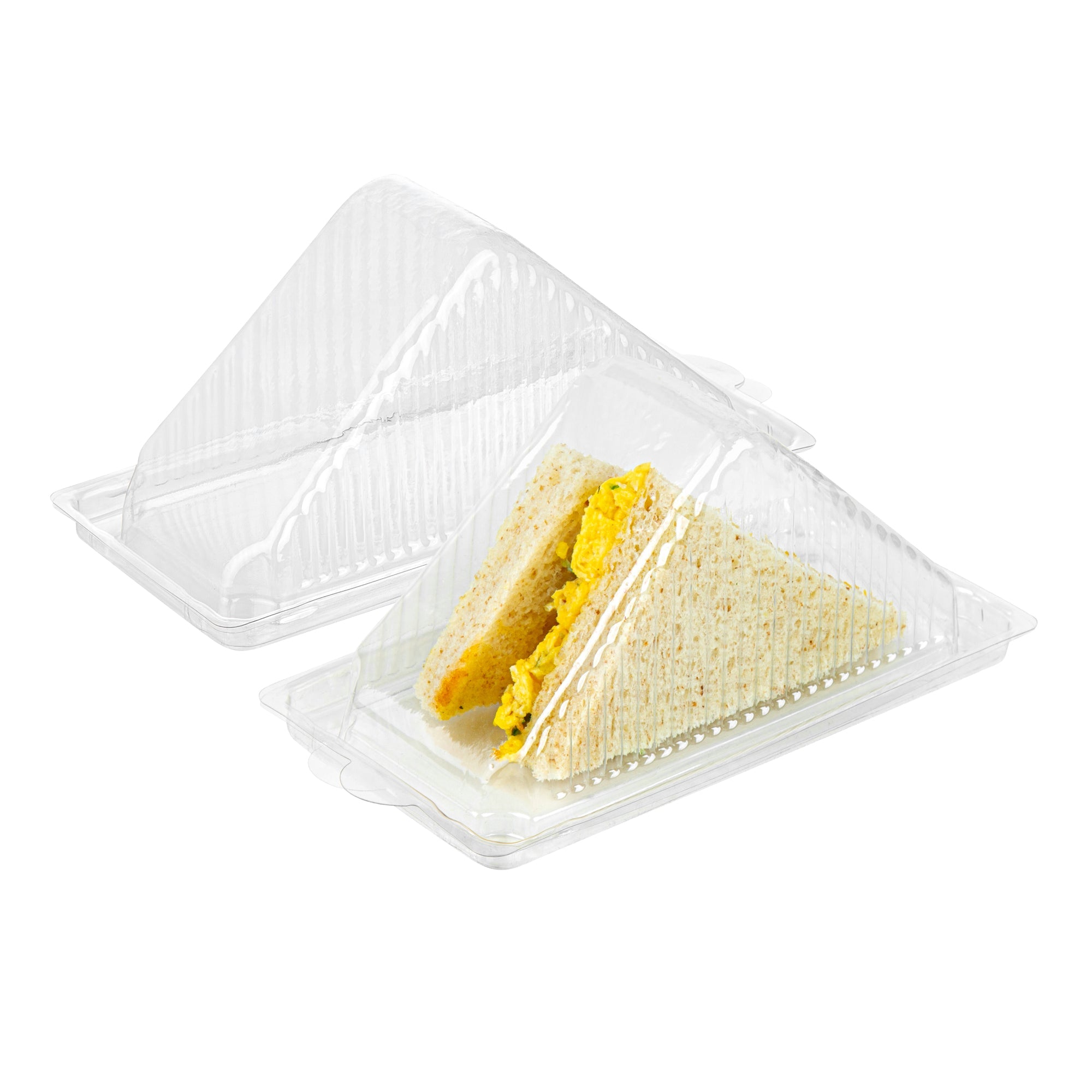 Thermo Tek 10 oz Triangle Clear Plastic Sandwich Container - with Lid - 6 1/4" x 3 1/4" x 3" - 100 count box