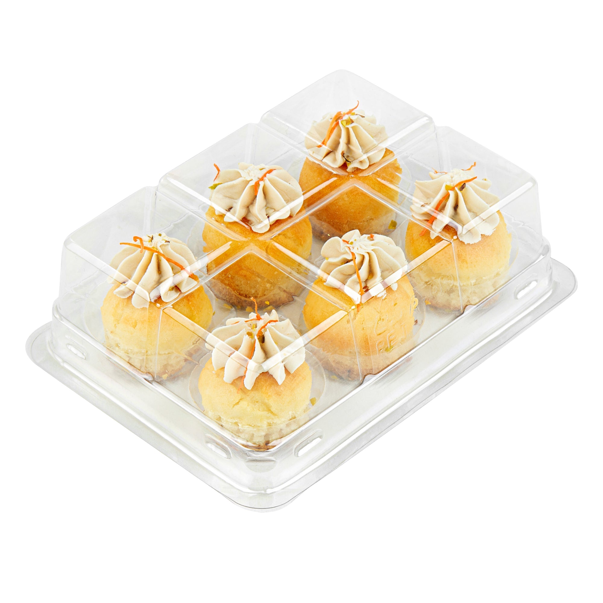 Thermo Tek 12 oz Clear Plastic Pastry Box - with Lid, Half-Dozen - 6" x 4 1/2" x 2" - 100 count box