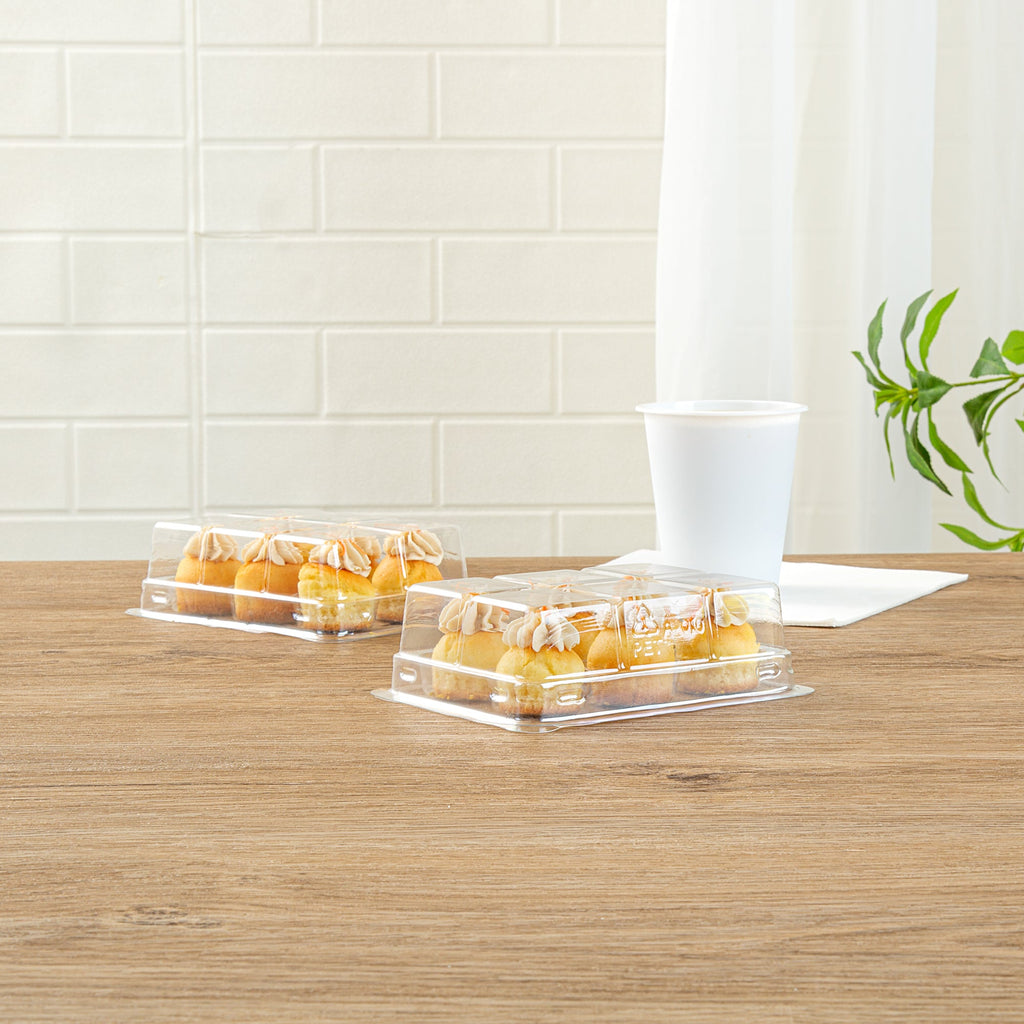 Thermo Tek 12 oz Clear Plastic Pastry Box - with Lid, Half-Dozen - 6" x 4 1/2" x 2" - 100 count box