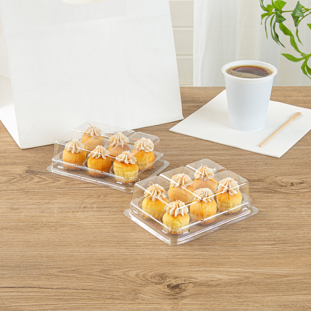Thermo Tek 12 oz Clear Plastic Pastry Box - with Lid, Half-Dozen - 6" x 4 1/2" x 2" - 100 count box