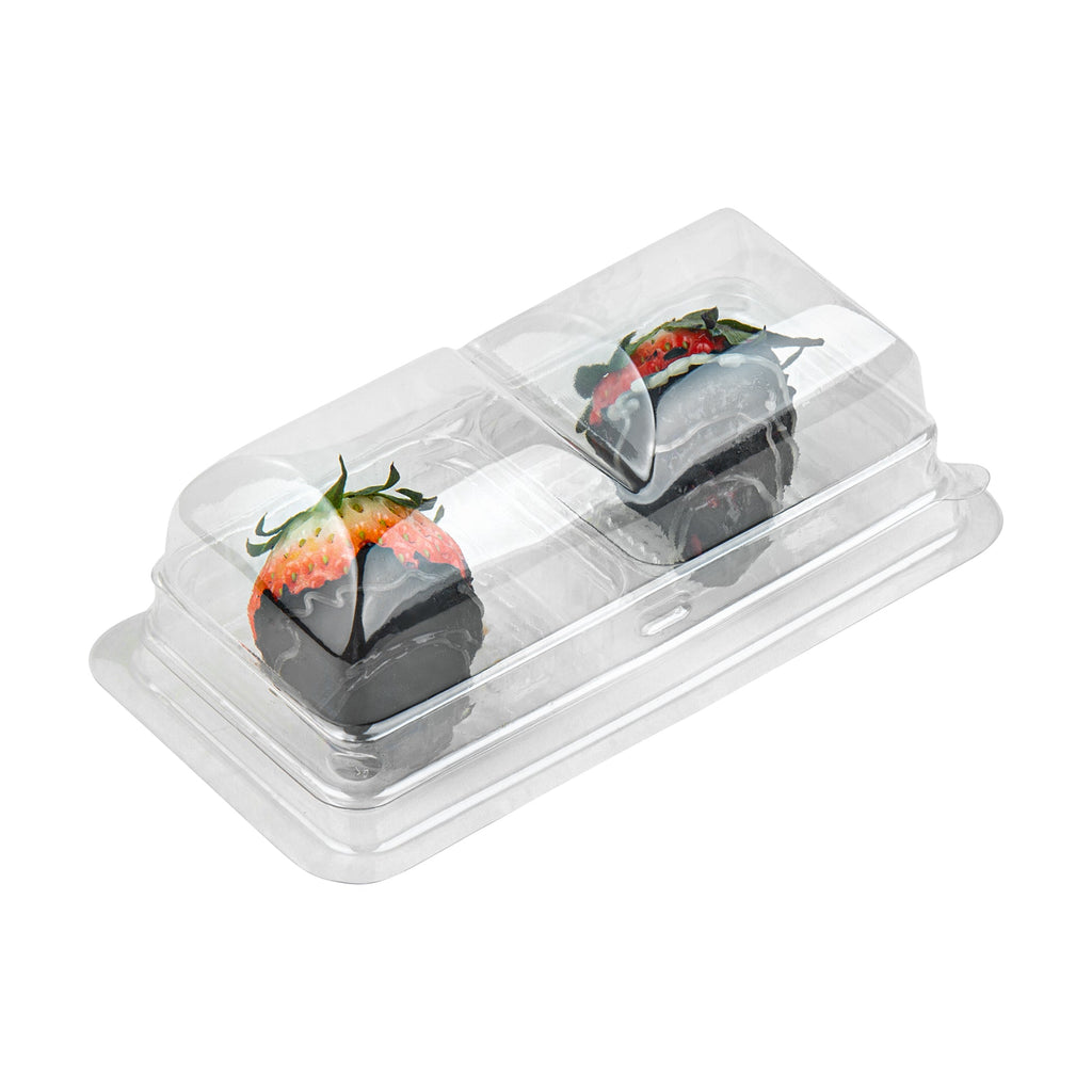Thermo Tek 5 oz Clear Plastic Pastry Box - with Lid, Duo - 5 1/4" x 3" x 1 3/4" - 100 count box