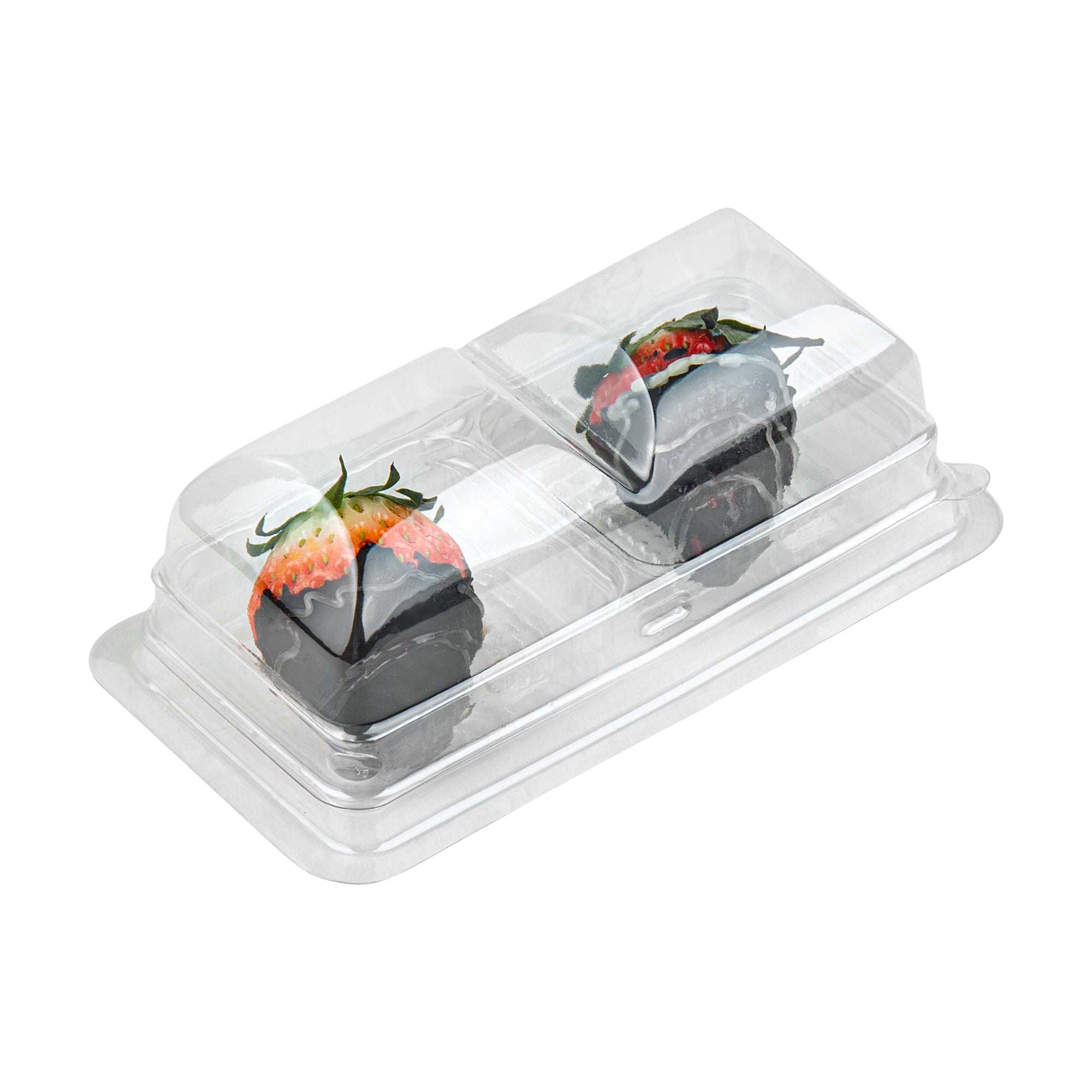 Thermo Tek 5 oz Clear Plastic Pastry Box - with Lid, Duo - 5 1/4" x 3" x 1 3/4" - 100 count box