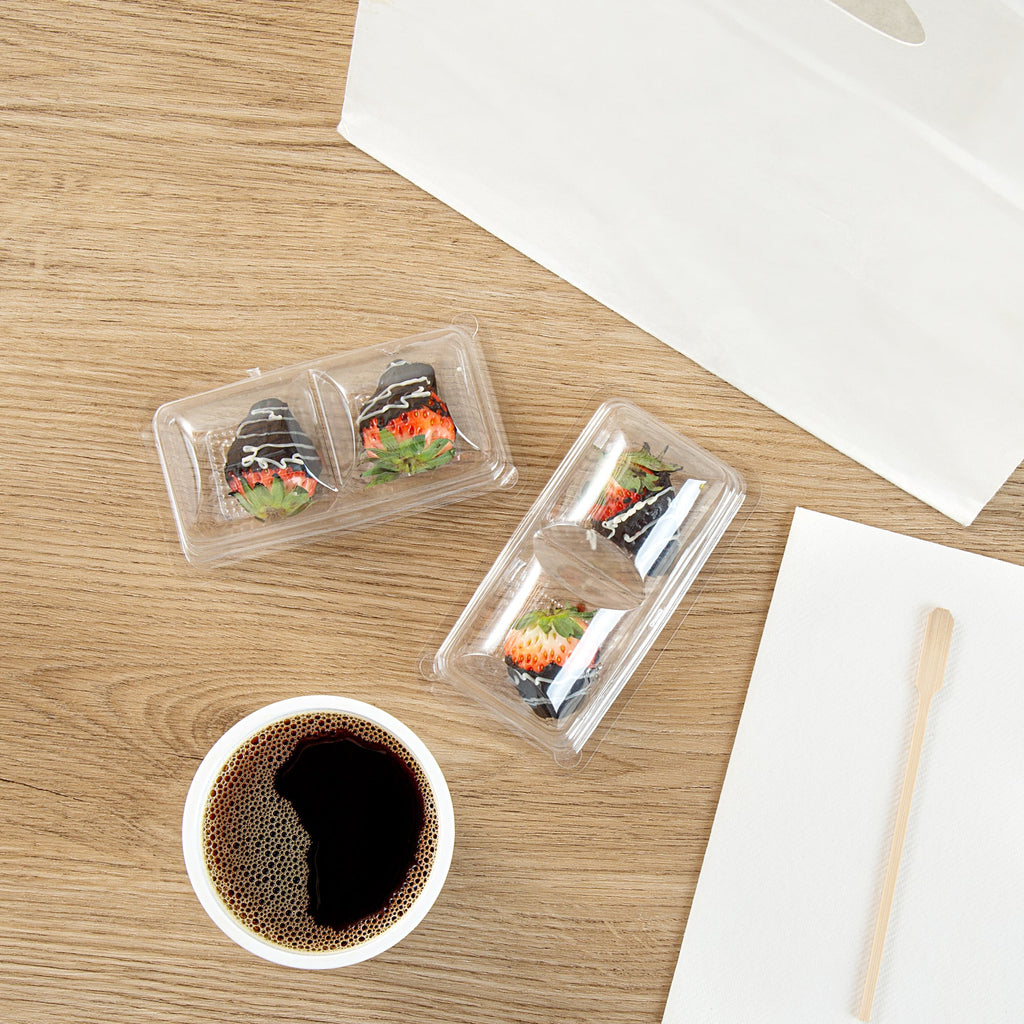 Thermo Tek 5 oz Clear Plastic Pastry Box - with Lid, Duo - 5 1/4" x 3" x 1 3/4" - 100 count box