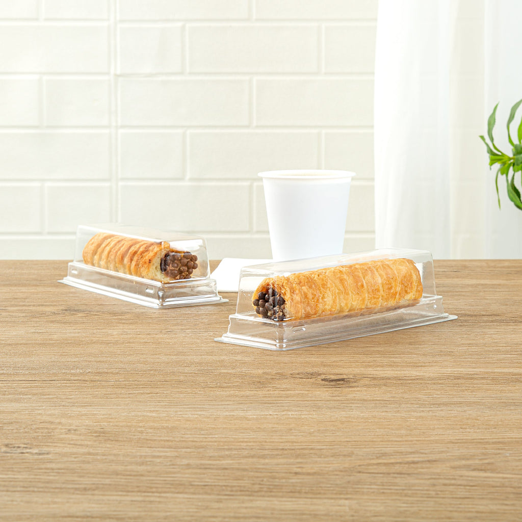 Thermo Tek 9 oz Rectangle Clear Plastic Pastry Box - with Lid - 7 3/4" x 2 3/4" x 2 1/4" - 100 count box