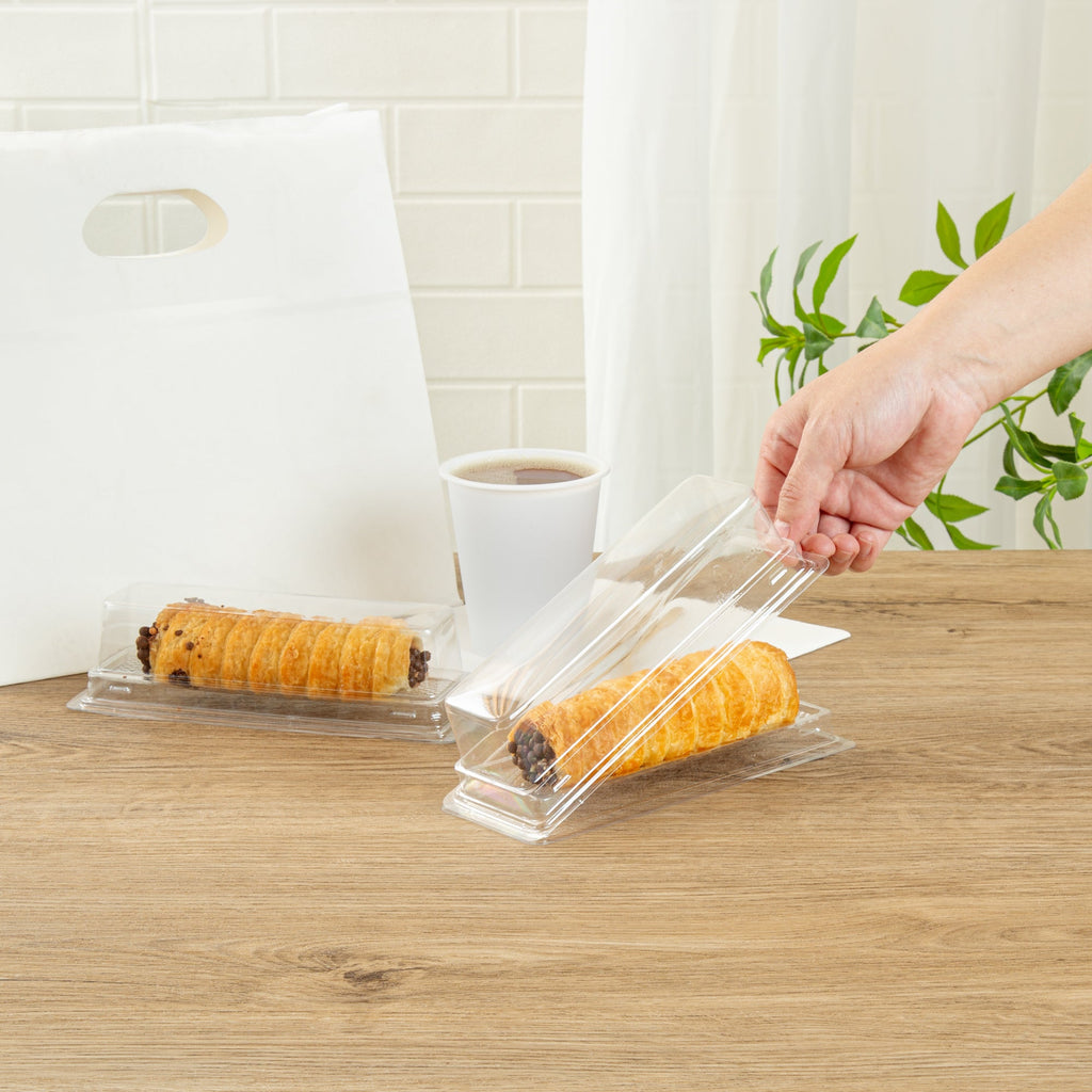 Thermo Tek 9 oz Rectangle Clear Plastic Pastry Box - with Lid - 7 3/4" x 2 3/4" x 2 1/4" - 100 count box