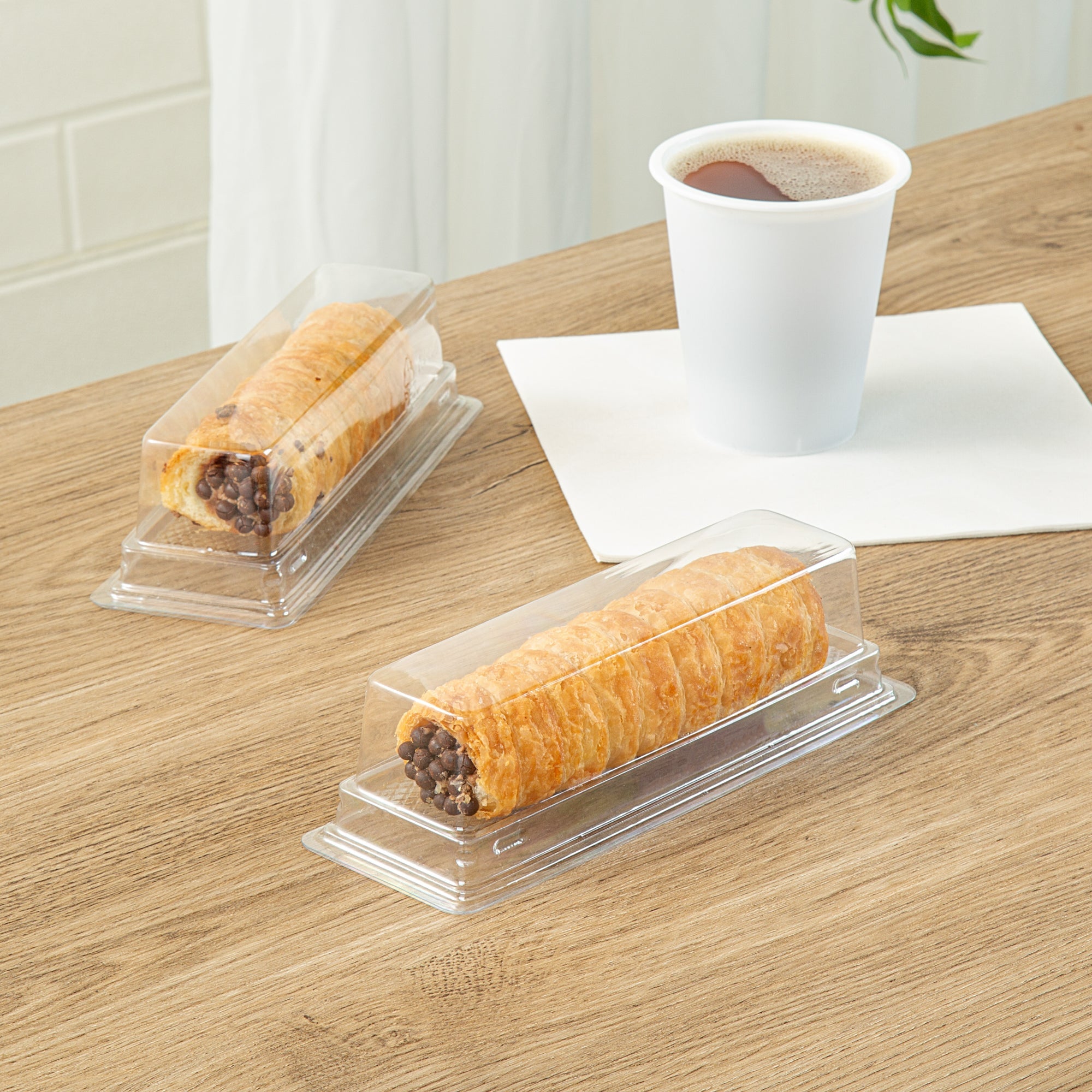 Thermo Tek 9 oz Rectangle Clear Plastic Pastry Box - with Lid - 7 3/4" x 2 3/4" x 2 1/4" - 100 count box