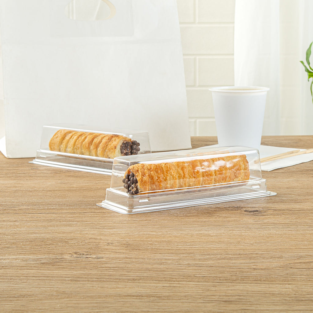 Thermo Tek 9 oz Rectangle Clear Plastic Pastry Box - with Lid - 7 3/4" x 2 3/4" x 2 1/4" - 100 count box
