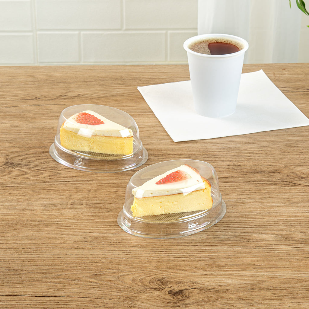 Thermo Tek 9 oz Oval Clear Plastic Cake Box - with Lid - 5 1/4" x 4 1/4" x 2" - 100 count box