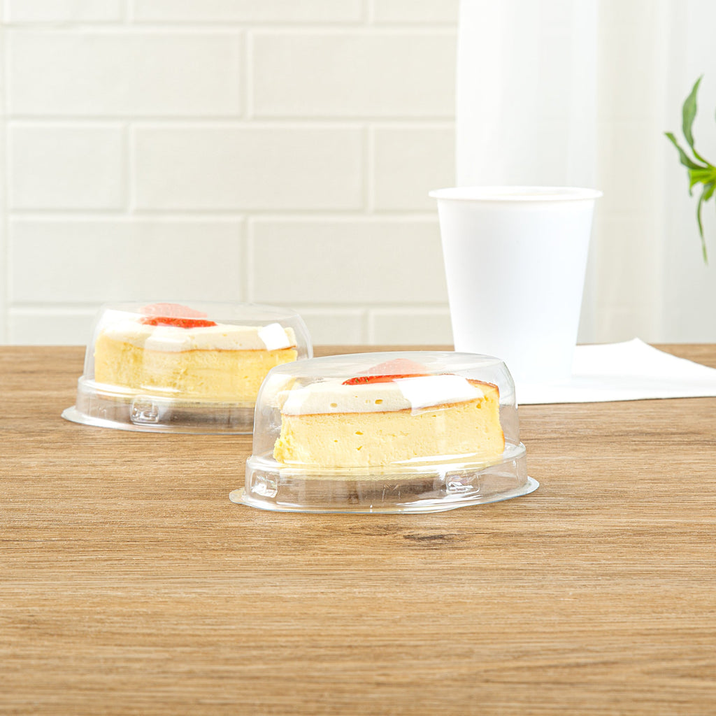 Thermo Tek 9 oz Oval Clear Plastic Cake Box - with Lid - 5 1/4" x 4 1/4" x 2" - 100 count box