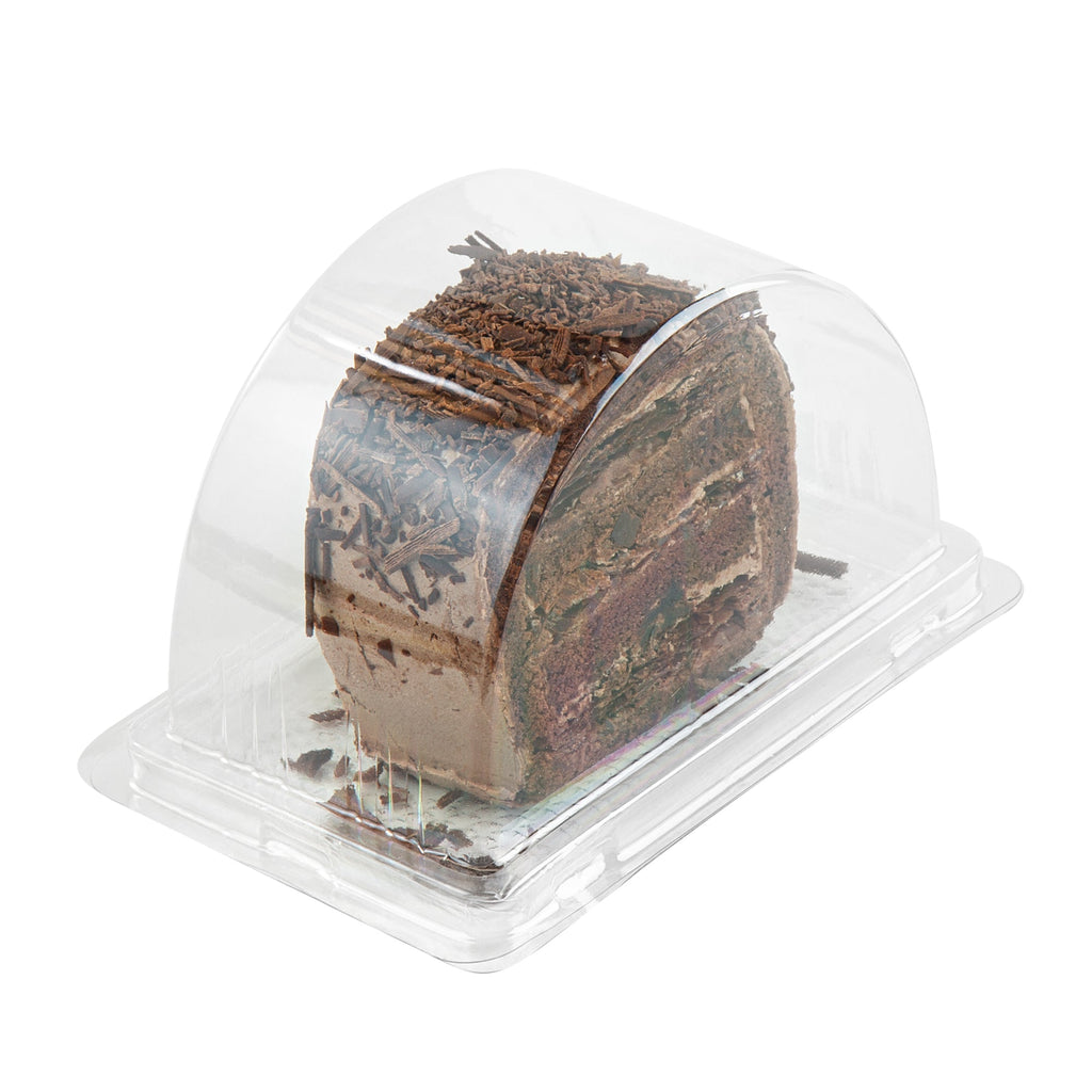 Thermo Tek 13 oz Semicircle Clear Plastic Swiss Roll Cake Box - with Lid - 5 1/2" x 3 1/2" x 3 1/4" - 100 count box