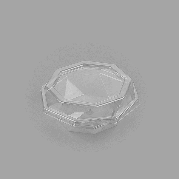 Thermo Tek Octagon Clear Plastic Cake Box - with Lid - 5 1/4" x 5 1/4" x 2" - 100 count box