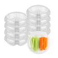 Thermo Tek Round Clear Plastic Serving Platter - with Lid, 2 Compartments - 7 1/2" x 7 1/2" x 2 1/2" - 100 count box