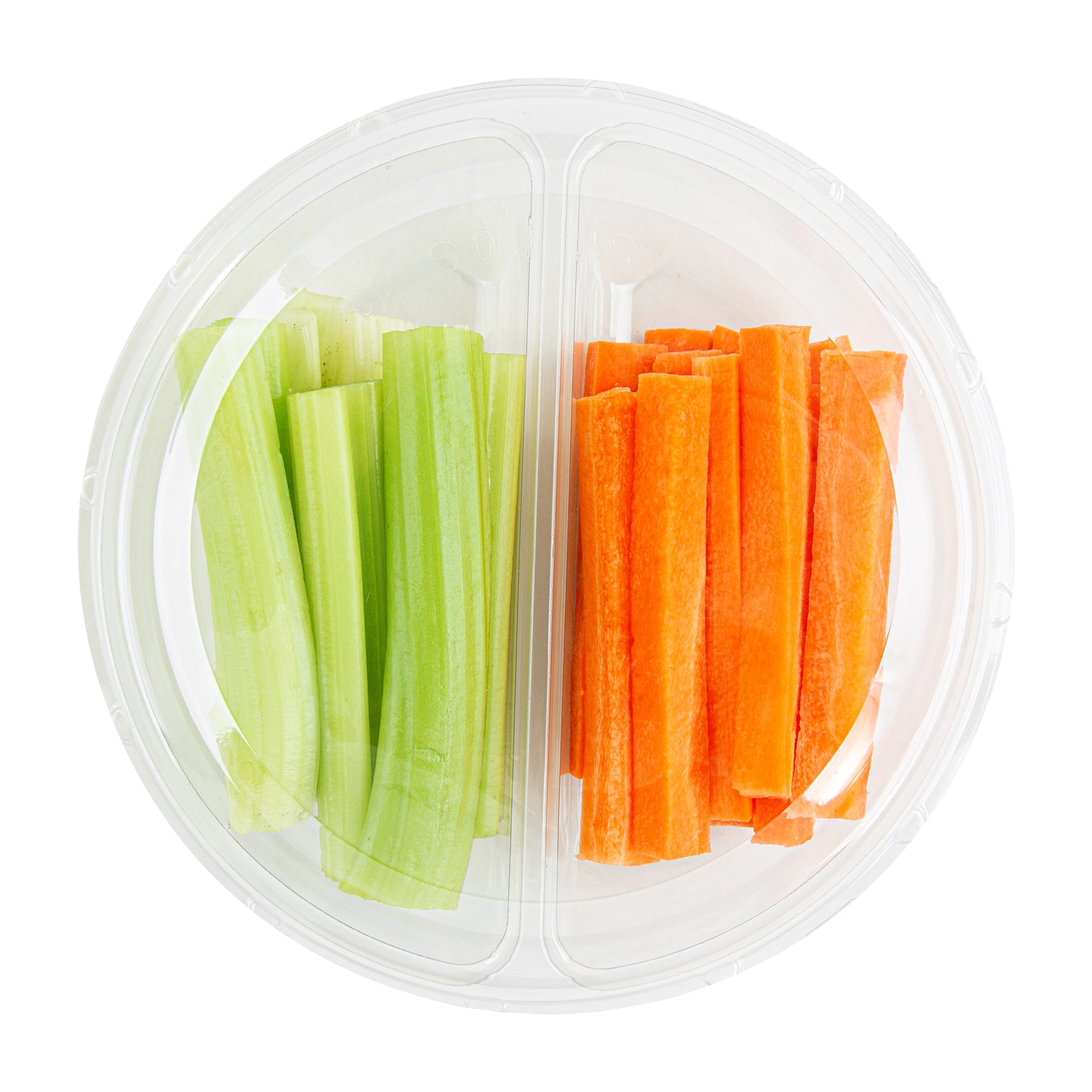 Thermo Tek Round Clear Plastic Serving Platter - with Lid, 2 Compartments - 7 1/2" x 7 1/2" x 2 1/2" - 100 count box