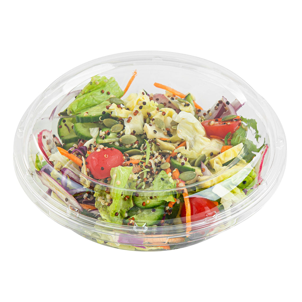 Thermo Tek Round Clear Plastic Serving Platter - with Lid - 7 1/2" x 7 1/2" x 2 1/2" - 100 count box