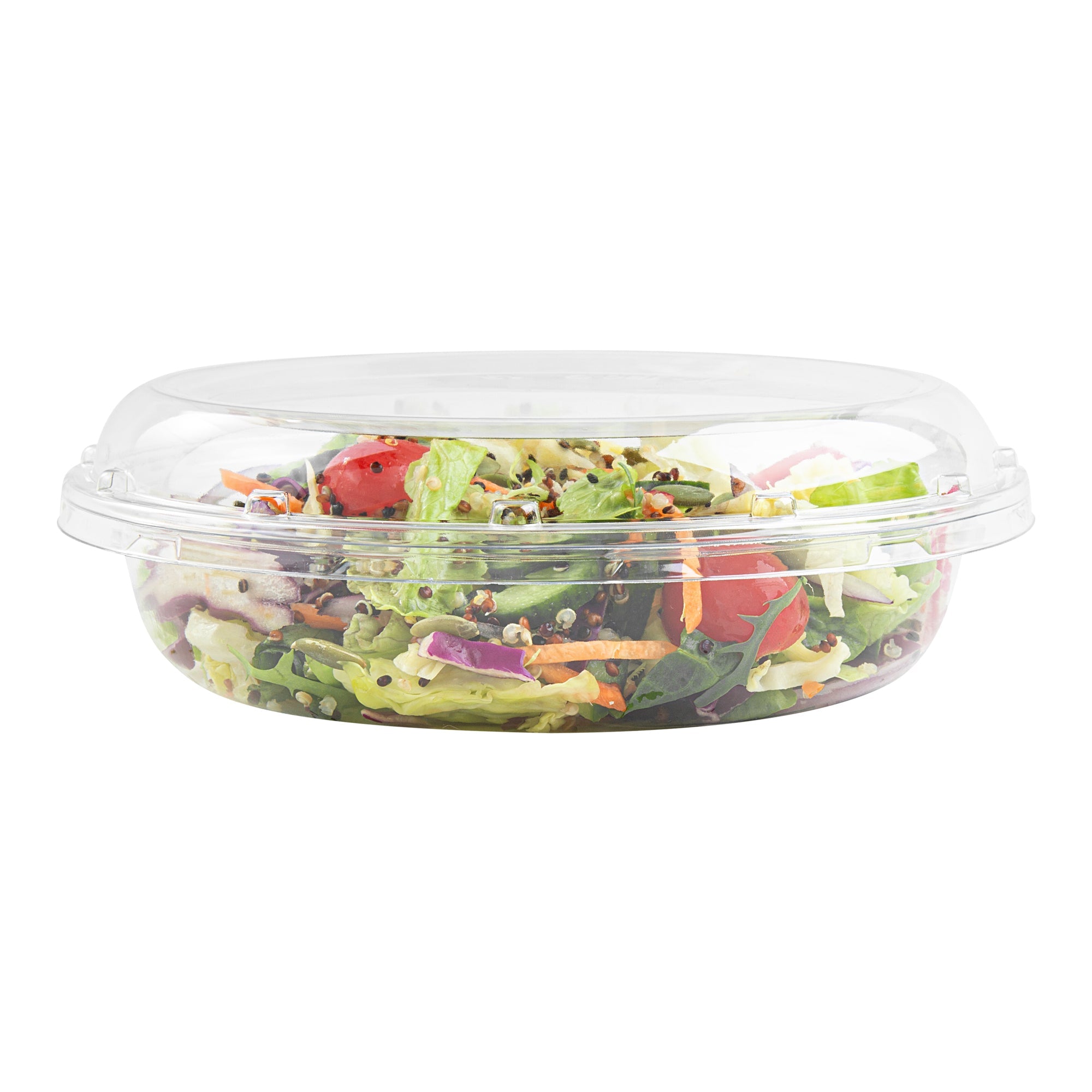 Thermo Tek Round Clear Plastic Serving Platter - with Lid - 7 1/2" x 7 1/2" x 2 1/2" - 100 count box