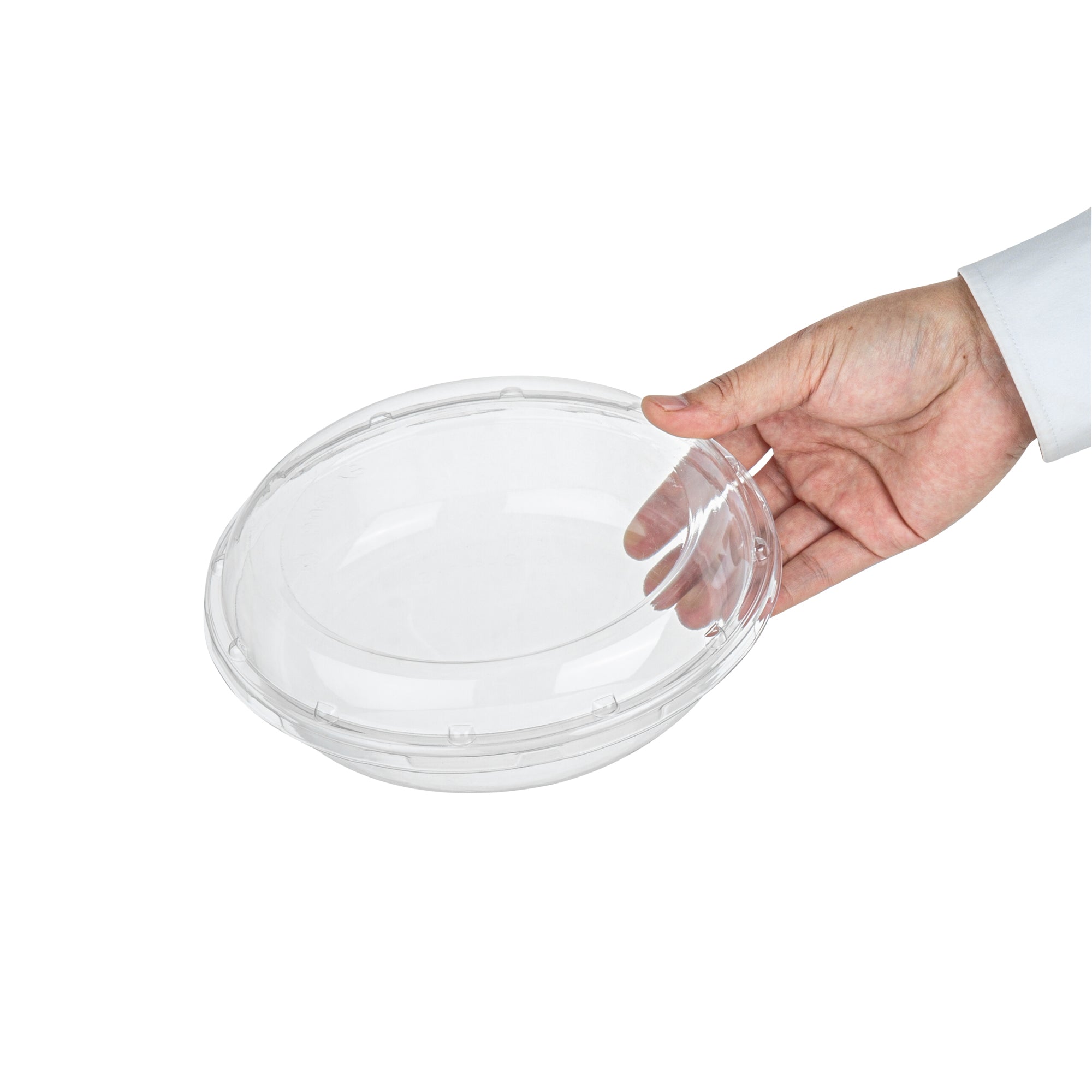 Thermo Tek Round Clear Plastic Serving Platter - with Lid - 7 1/2" x 7 1/2" x 2 1/2" - 100 count box