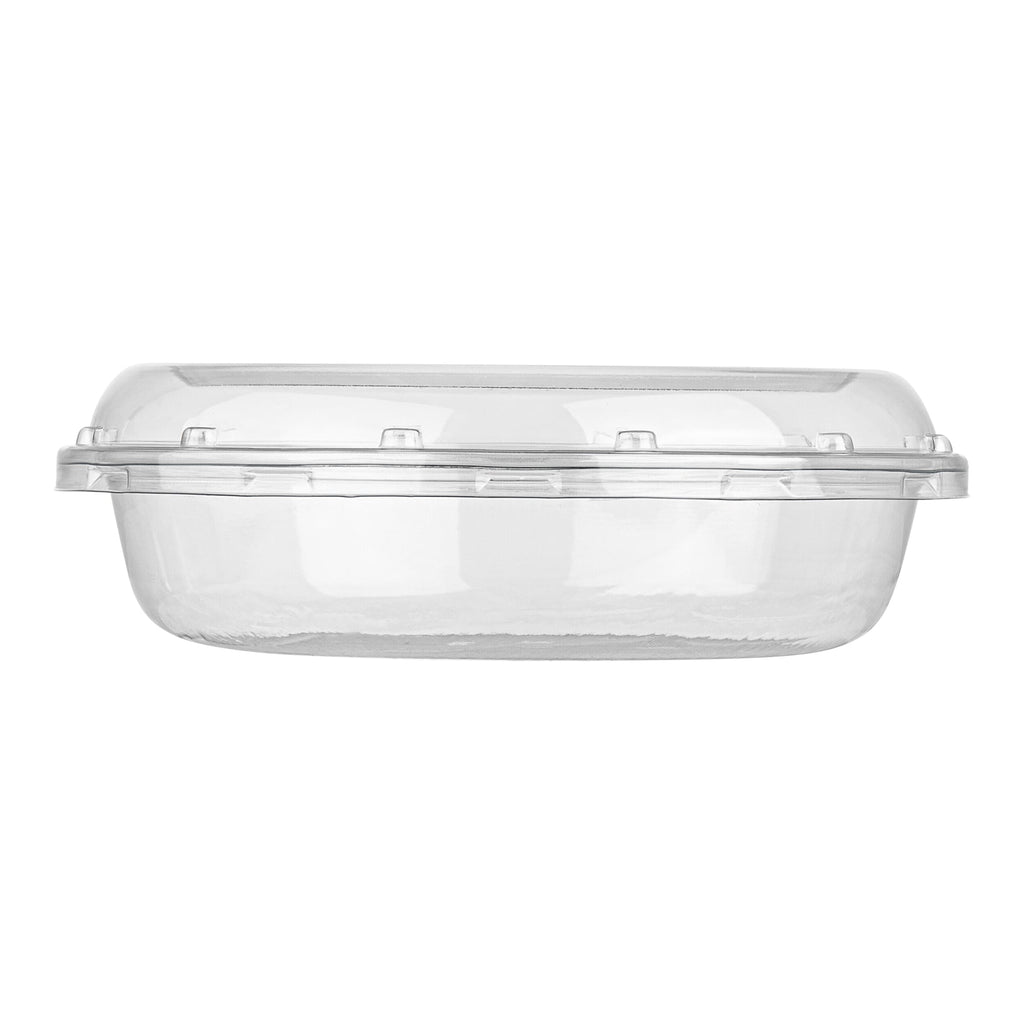 Thermo Tek Round Clear Plastic Serving Platter - with Lid - 7 1/2" x 7 1/2" x 2 1/2" - 100 count box
