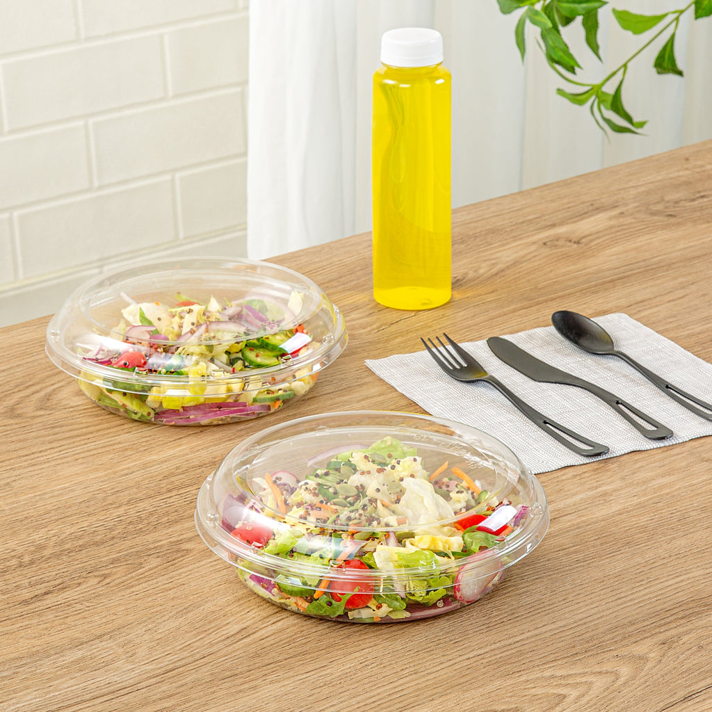 Thermo Tek Round Clear Plastic Serving Platter - with Lid - 7 1/2" x 7 1/2" x 2 1/2" - 100 count box