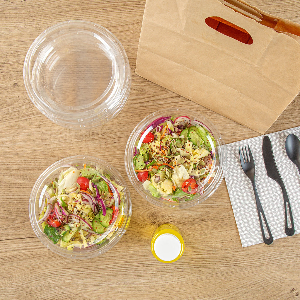 Thermo Tek Round Clear Plastic Serving Platter - with Lid - 7 1/2" x 7 1/2" x 2 1/2" - 100 count box