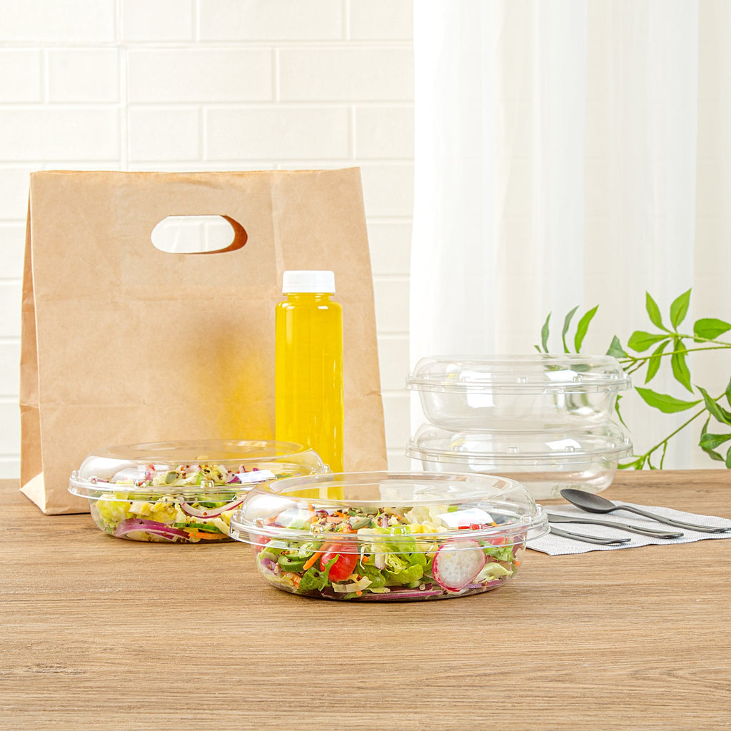 Thermo Tek Round Clear Plastic Serving Platter - with Lid - 7 1/2" x 7 1/2" x 2 1/2" - 100 count box