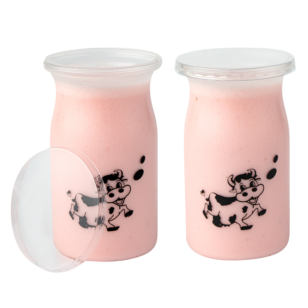 Mini Serve 5 oz Clear Plastic Happy Cow Yogurt Cup - with Lid - 2 1/4" x 2 1/4" x 3 1/2" - 100 count box