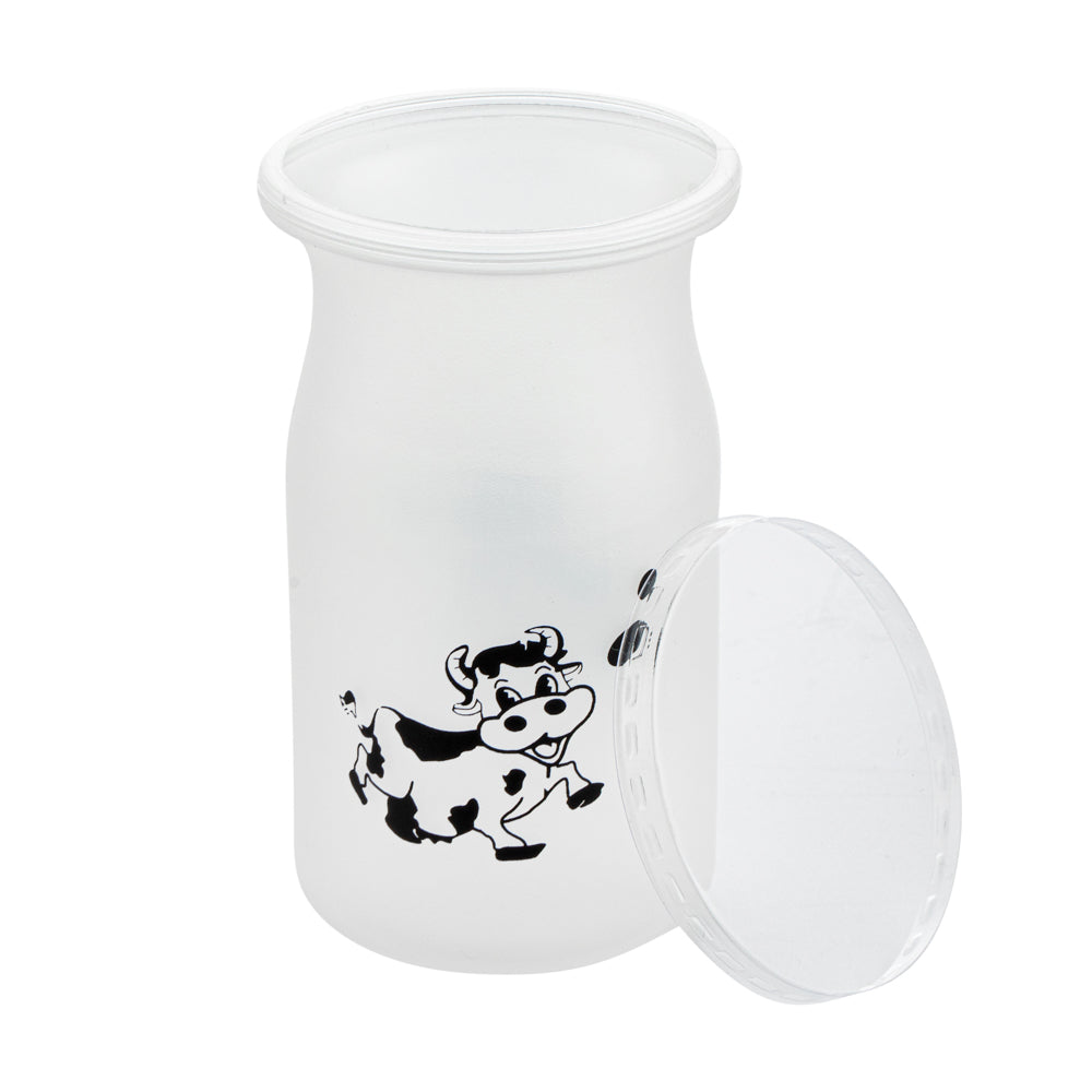 Mini Serve 5 oz Clear Plastic Happy Cow Yogurt Cup - with Lid - 2 1/4" x 2 1/4" x 3 1/2" - 100 count box