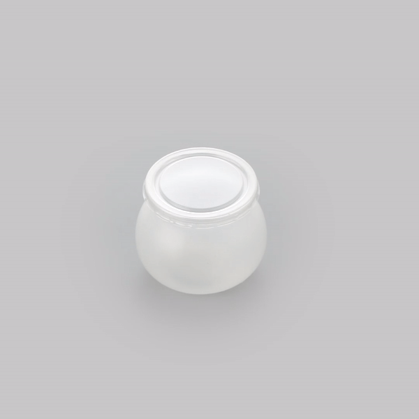 Mini Serve 4 oz Frosted Plastic Bulbous Candy Jar - with Lid - 2 1/2" x 2 1/2" x 2 1/2" - 100 count box