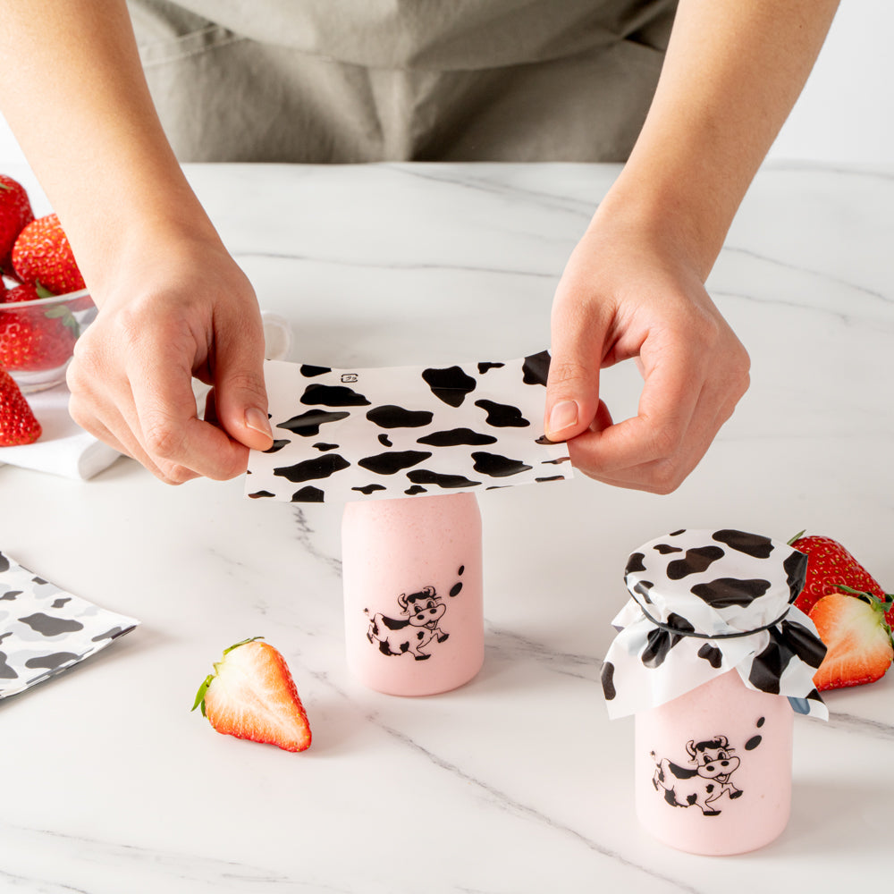 Mini Serve Cow Lines Plastic Decorative Wrapper - 4 1/2" x 4" - 500 count box
