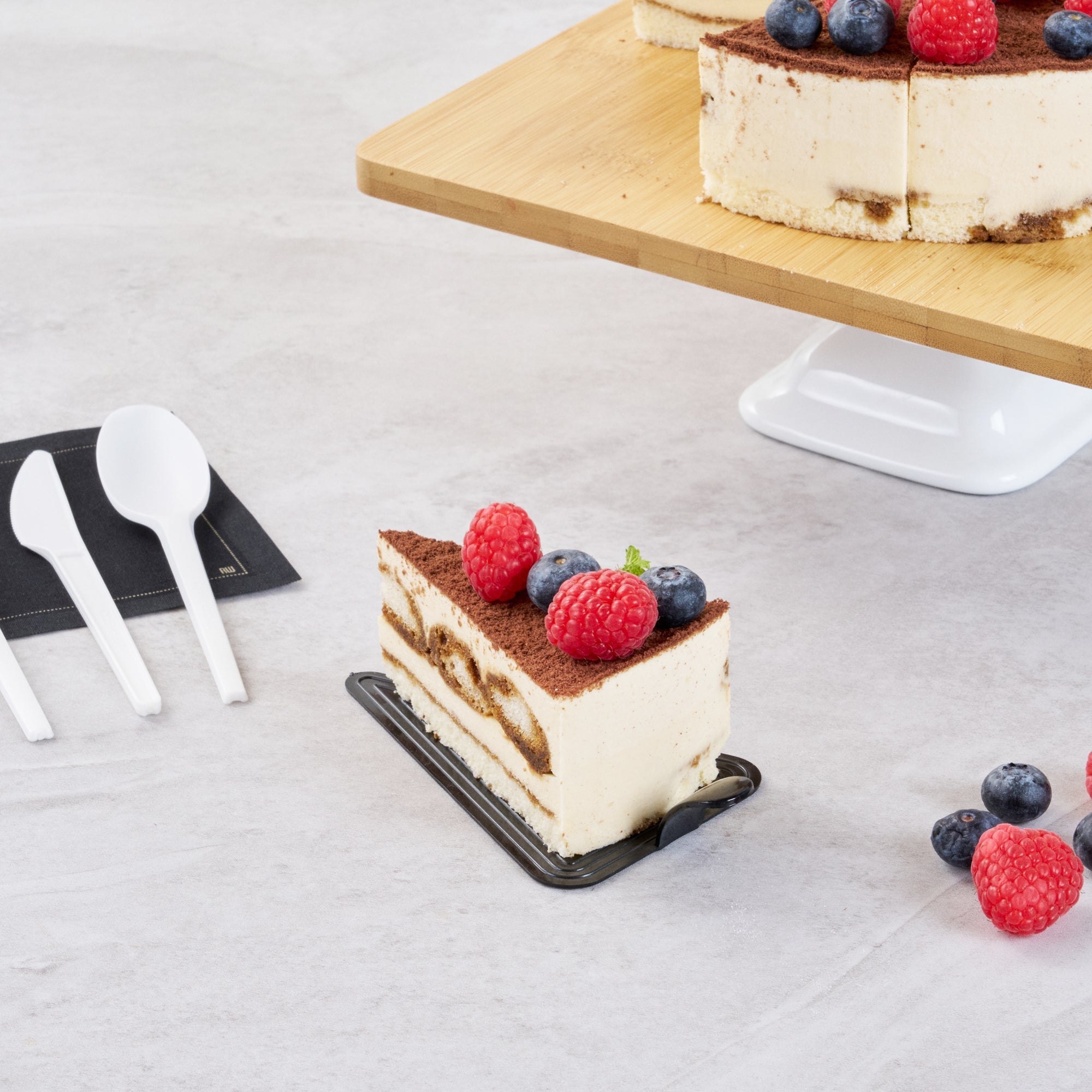 Pastry Tek Triangle Black Plastic Cake Server - 4 1/2" x 3" - 100 count box