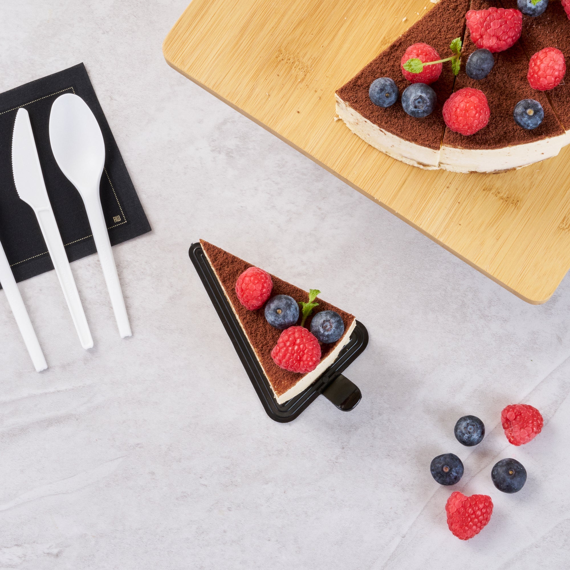 Pastry Tek Triangle Black Plastic Cake Server - 4 1/2" x 3" - 100 count box