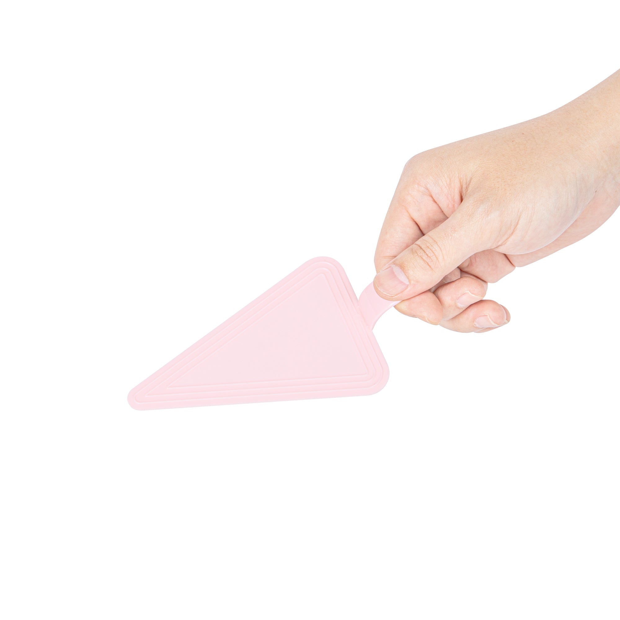 Pastry Tek Triangle Pink Plastic Cake Server - 4 1/2" x 3" - 100 count box