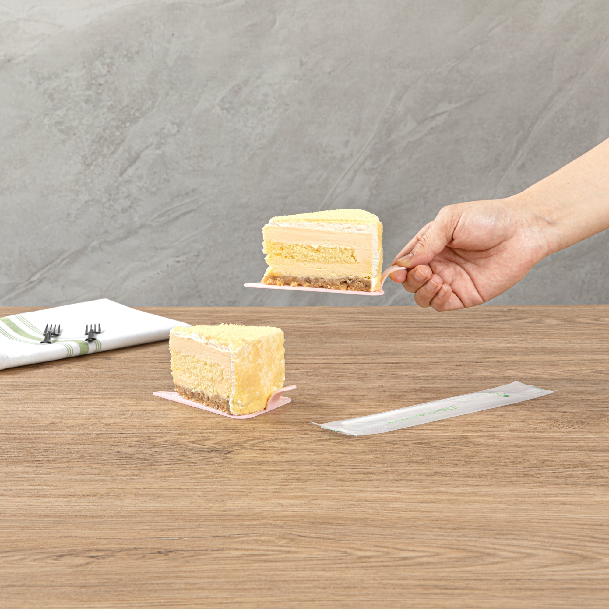 Pastry Tek Triangle Pink Plastic Cake Server - 4 1/2" x 3" - 100 count box