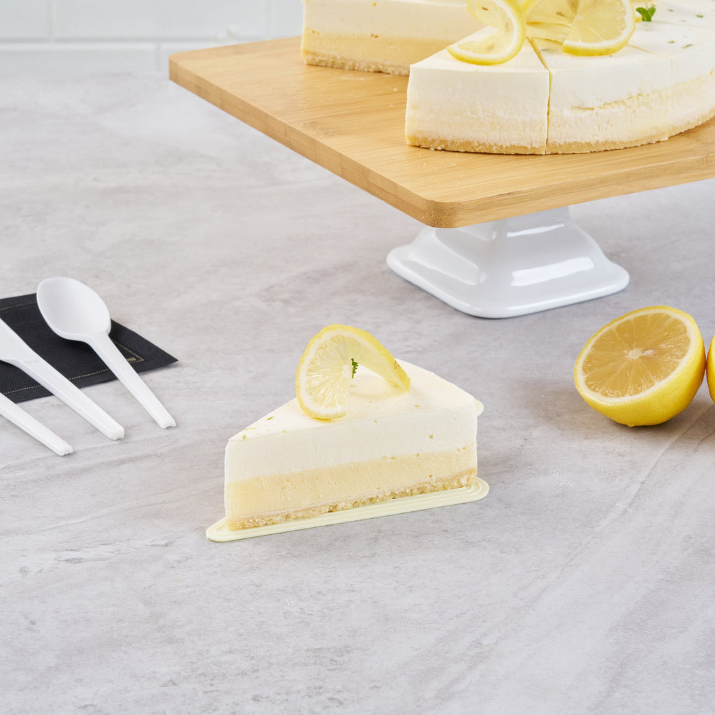 Pastry Tek Triangle Lemon Chiffon Plastic Cake Server - 4 1/2" x 3" - 100 count box