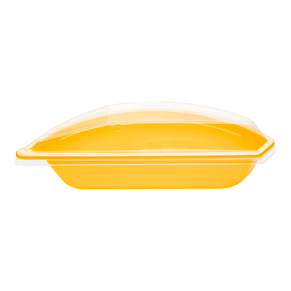 Sweet Vision 7 oz Yellow Plastic Banana Split Boat - with Lid - 8" x 3" x 2 1/2" - 100 count box