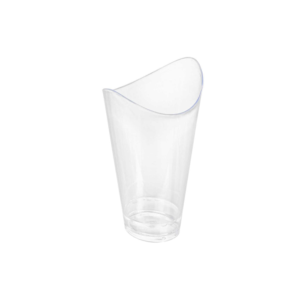 Mini Serve 3 oz Clear Plastic Mini Mezzaluna Cup - 3 1/4" x 2" x 1 1/2" - 25 count box